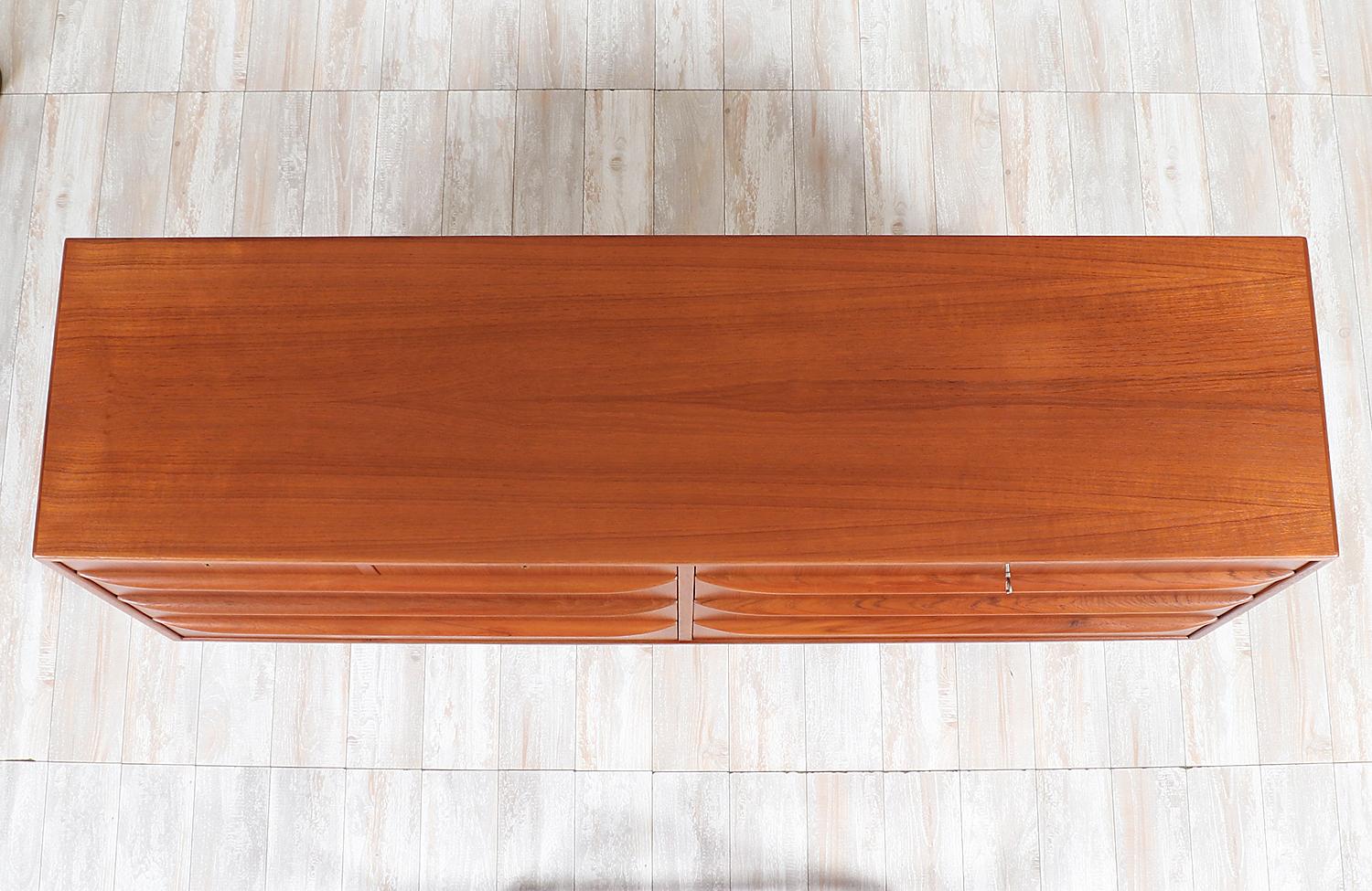 Mid-20th Century Danish Modern Teak 9-Drawer Dresser