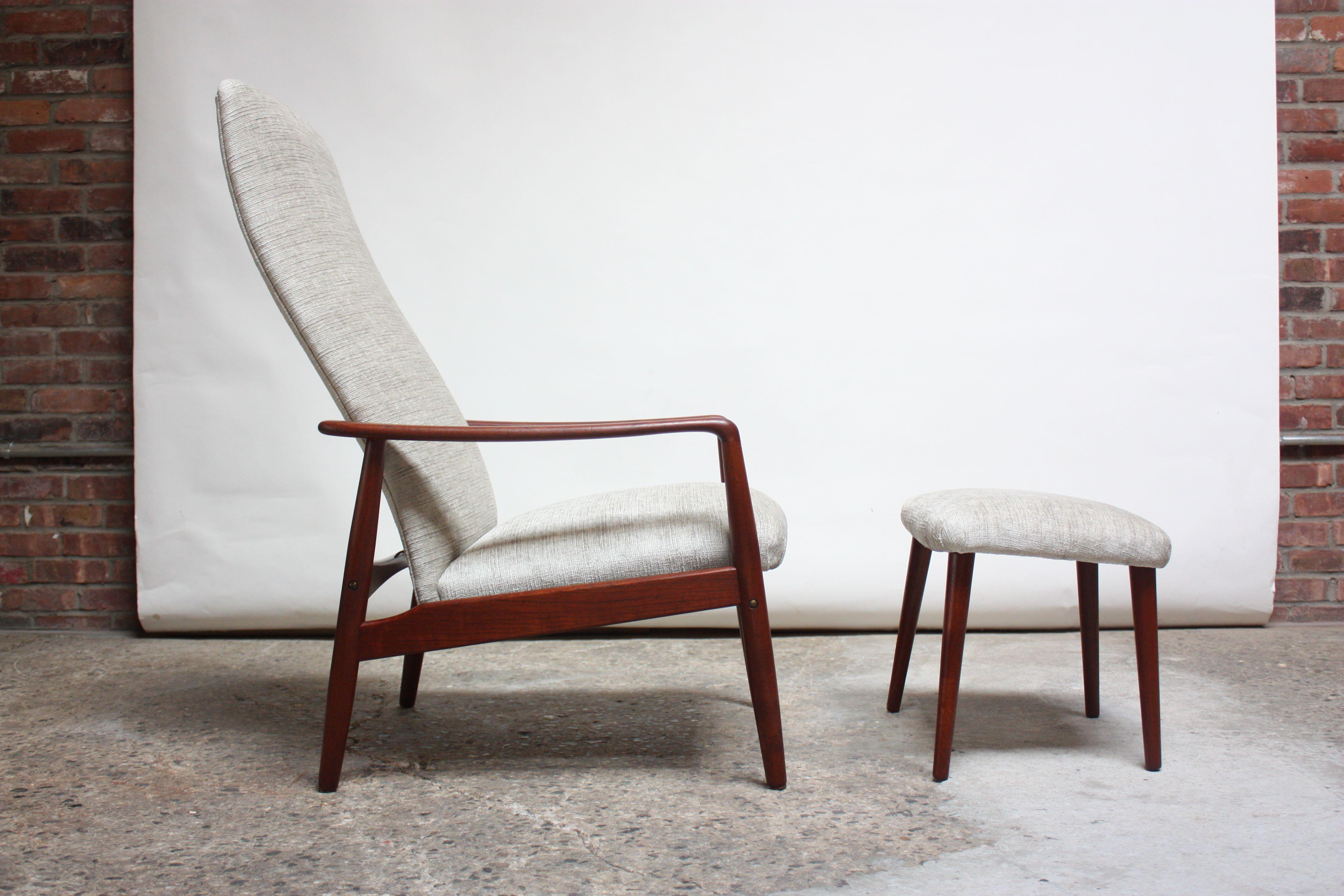 danish lounge chair and ottoman