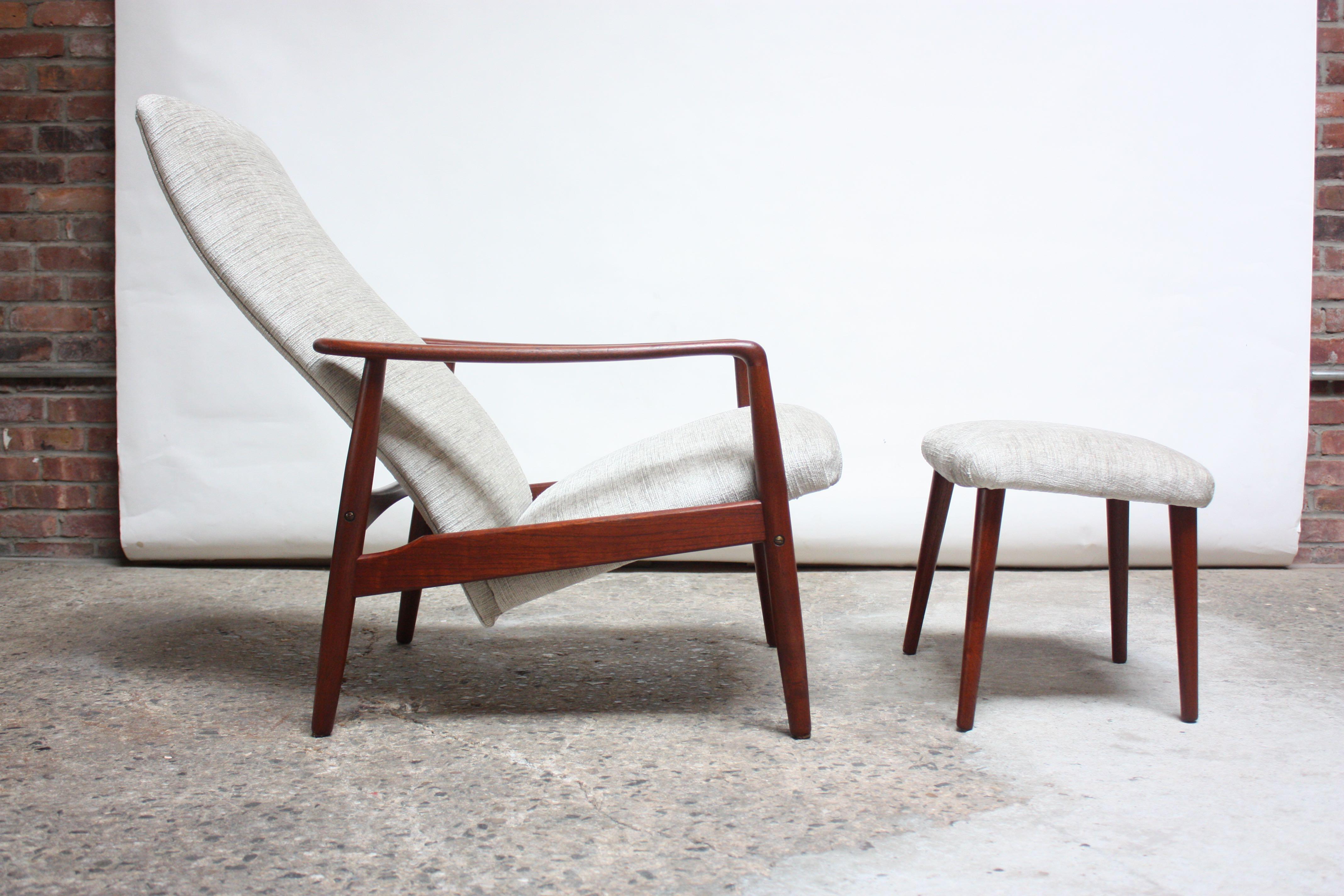 Mid-Century Modern Danish Modern Teak Adjustable Lounge Chair and Ottoman by Søren Ladefoged
