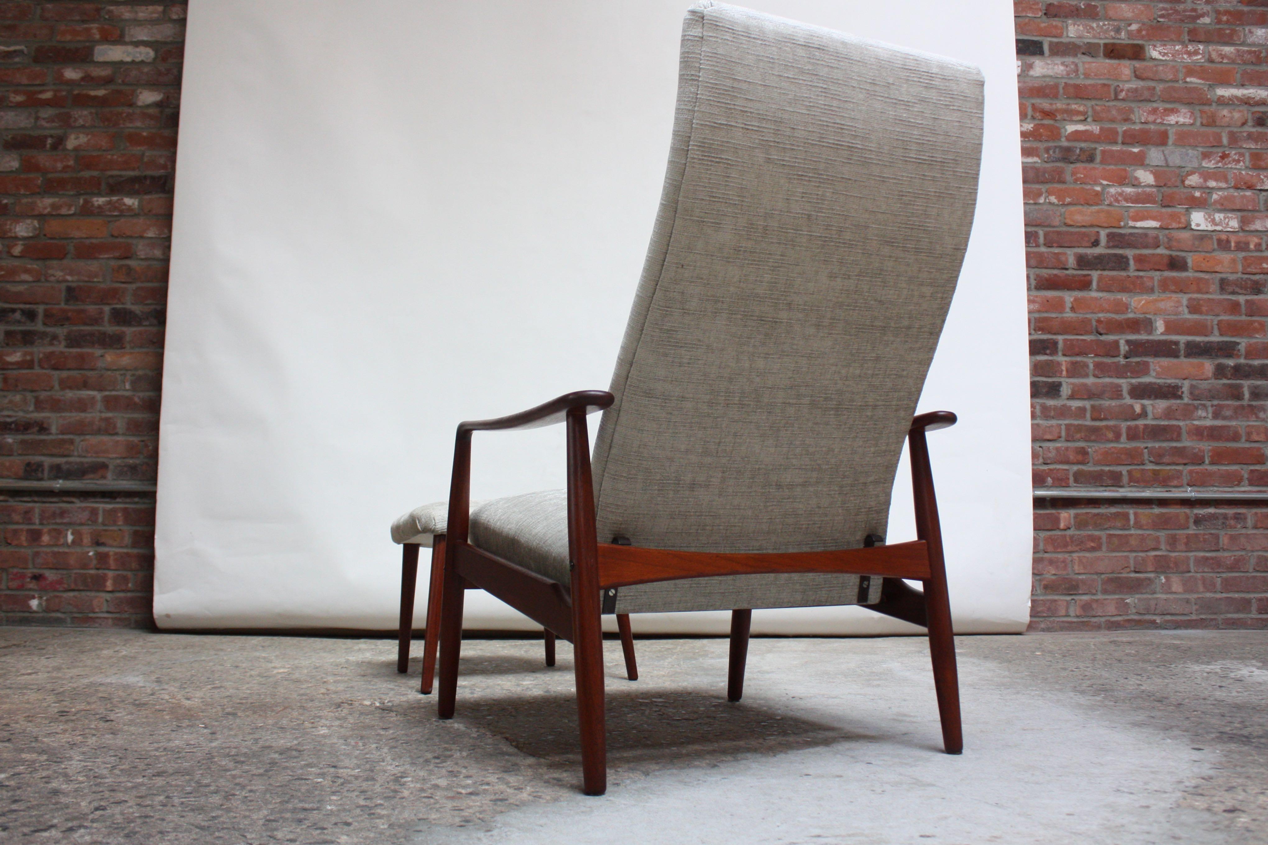 Mid-20th Century Danish Modern Teak Adjustable Lounge Chair and Ottoman by Søren Ladefoged