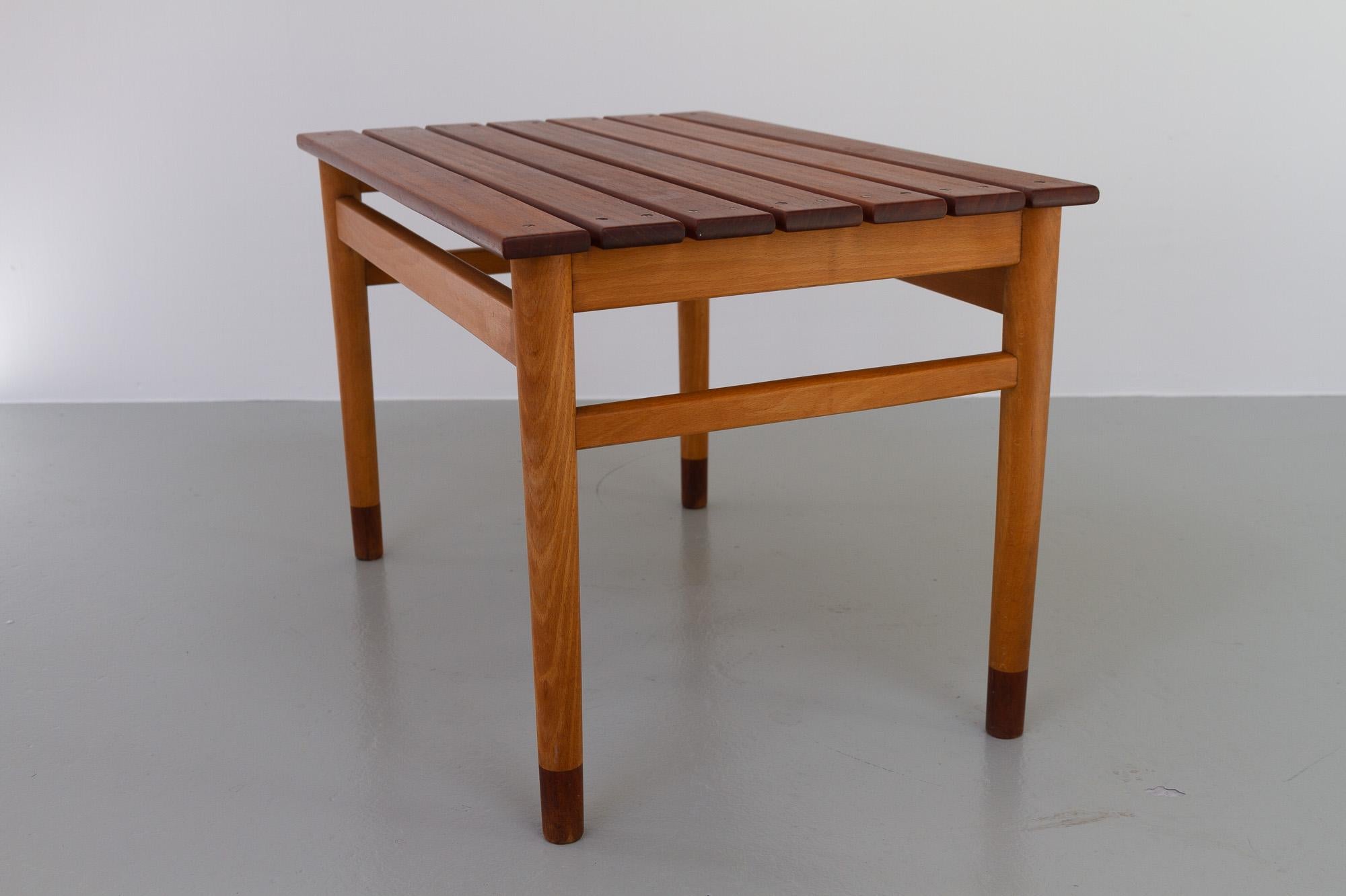 Mid-20th Century Danish Modern Teak and Beech Bench, 1950s For Sale