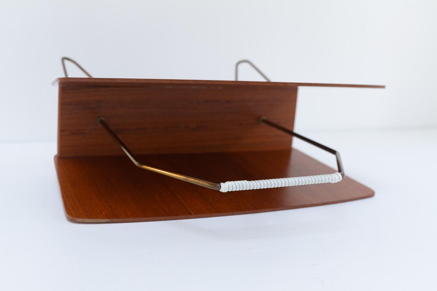 Danish Modern Teak and Brass Magazine Rack, 1950s. 5