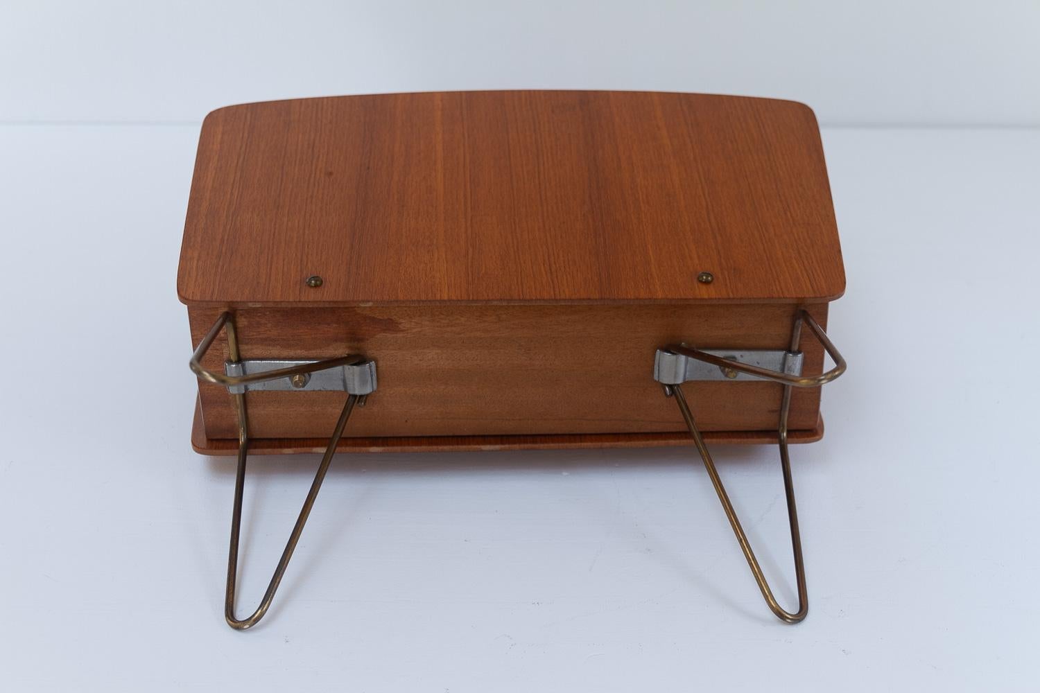 Danish Modern Teak and Brass Magazine Rack, 1950s. 4