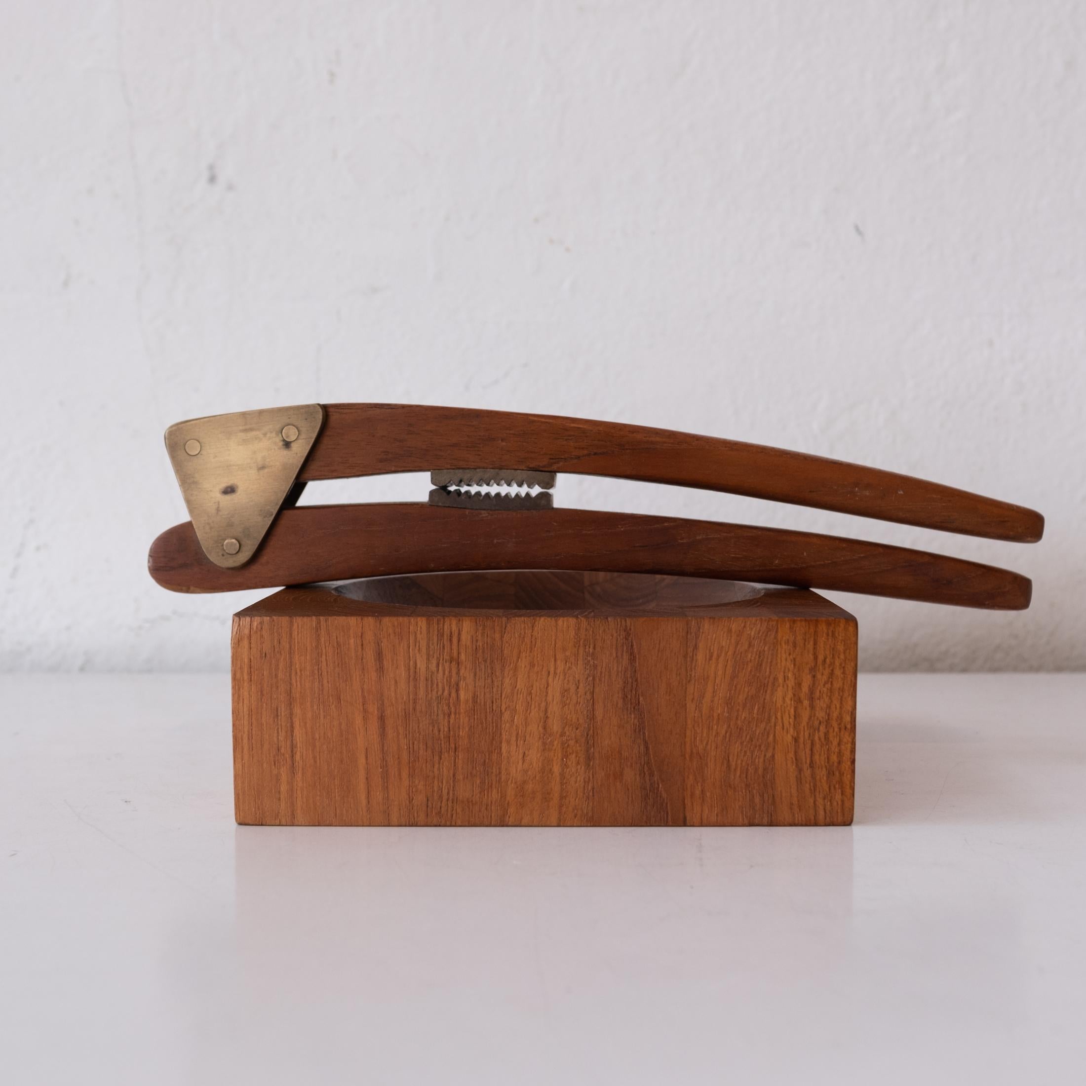Mid-Century Modern Danish Modern Teak and Brass Nutcracker and Bowl