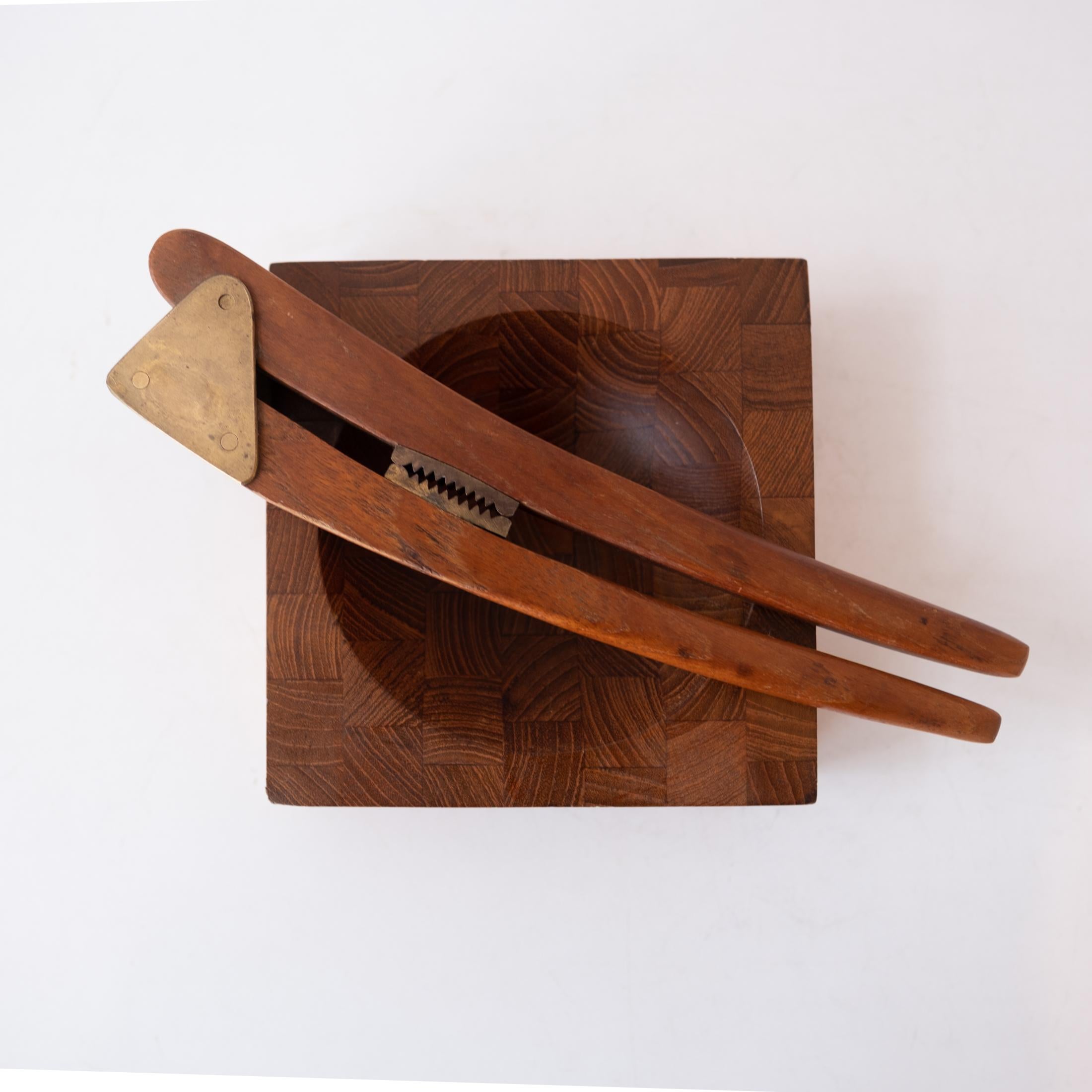 Danish Modern Teak and Brass Nutcracker and Bowl 3