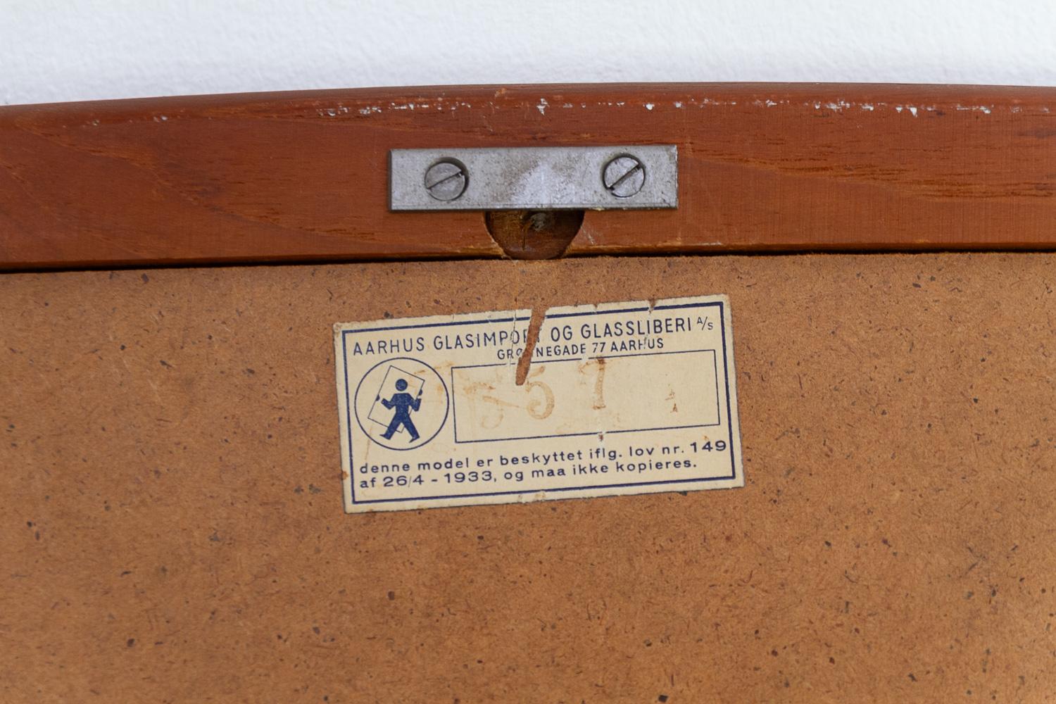 Dänischer moderner Wandspiegel aus Teakholz und Messing, 1950er Jahre. im Angebot 10
