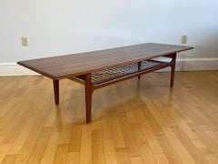 Danish Modern Teak and Cane Coffee Table, attrib. to Trioh, Denmark, 1960s