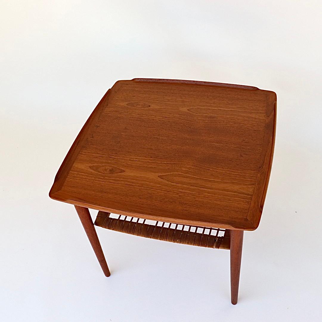 Danish Modern Teak and Cane Side Table by Poul Jensen for Selig 4