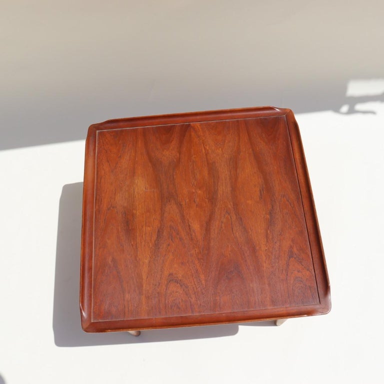 Mid-20th Century Danish Modern Teak and Cane Side Table by Poul Jensen for Selig For Sale