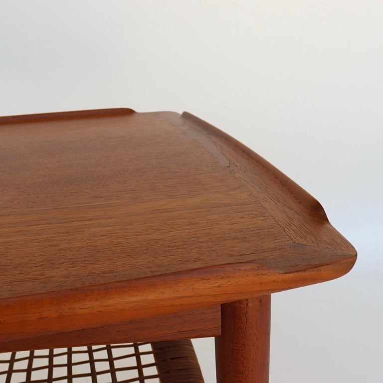 Danish Modern Teak and Cane Side Table by Poul Jensen for Selig For Sale 3