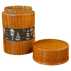 Danish Modern Teak and Ceramic Lidded Match Box / Container