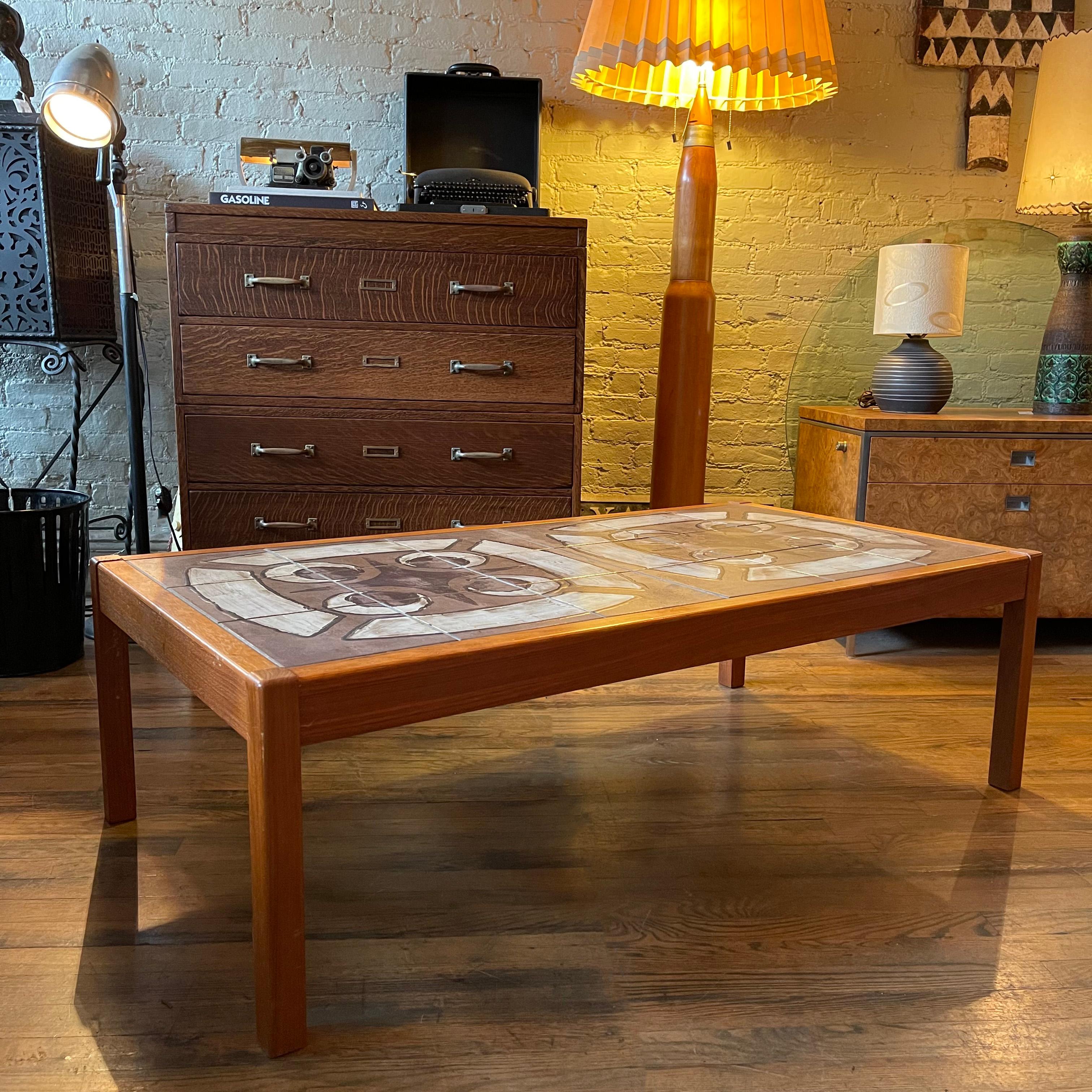 Danish Modern Teak and Ceramic Tile Coffee Table In Good Condition In Brooklyn, NY