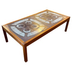 Danish Modern Teak and Ceramic Tile Coffee Table