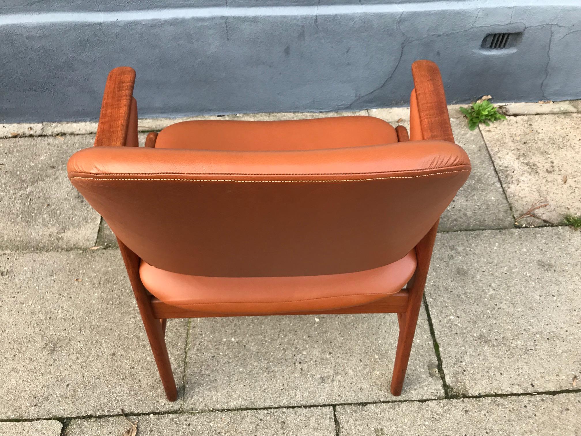 Danish Modern Teak and Leather Lounge Chair by N. A. Jørgensen, 1960s For Sale 6