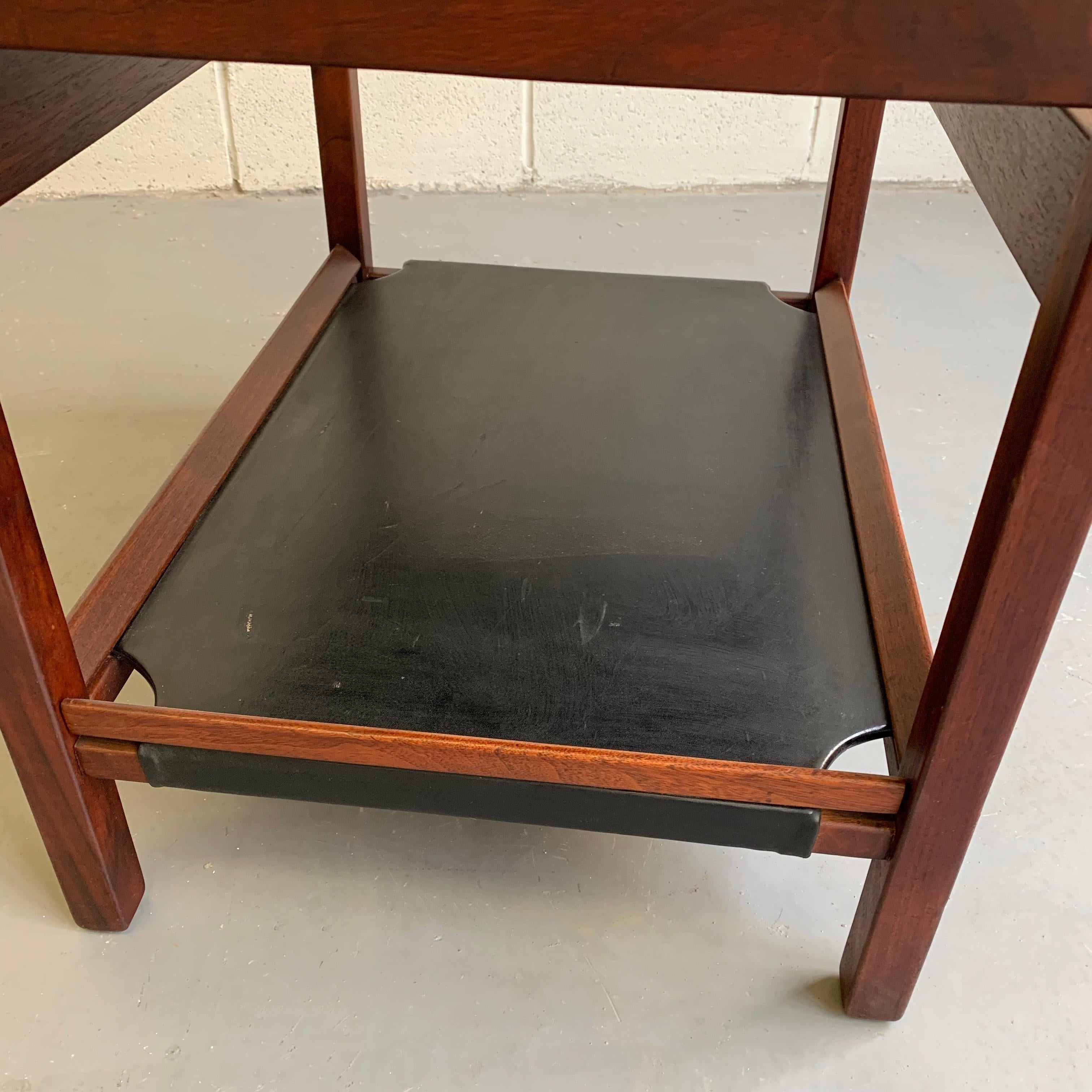 Danish Modern Teak and Leather Side Table For Sale 1
