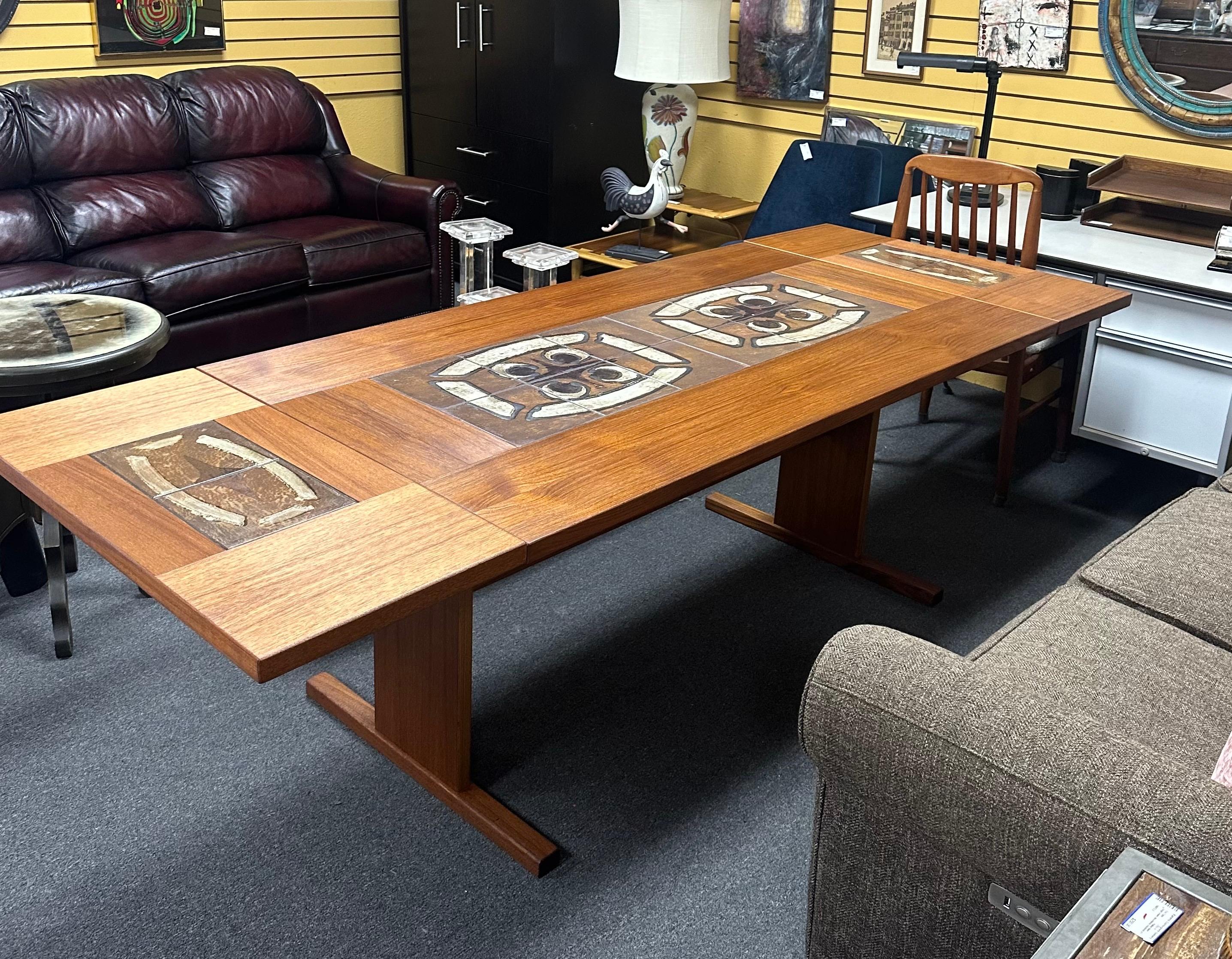 Danish Modern Teak and Mosaic Tile Drop Leaf Dining Table by Gangsø Møbler For Sale 5