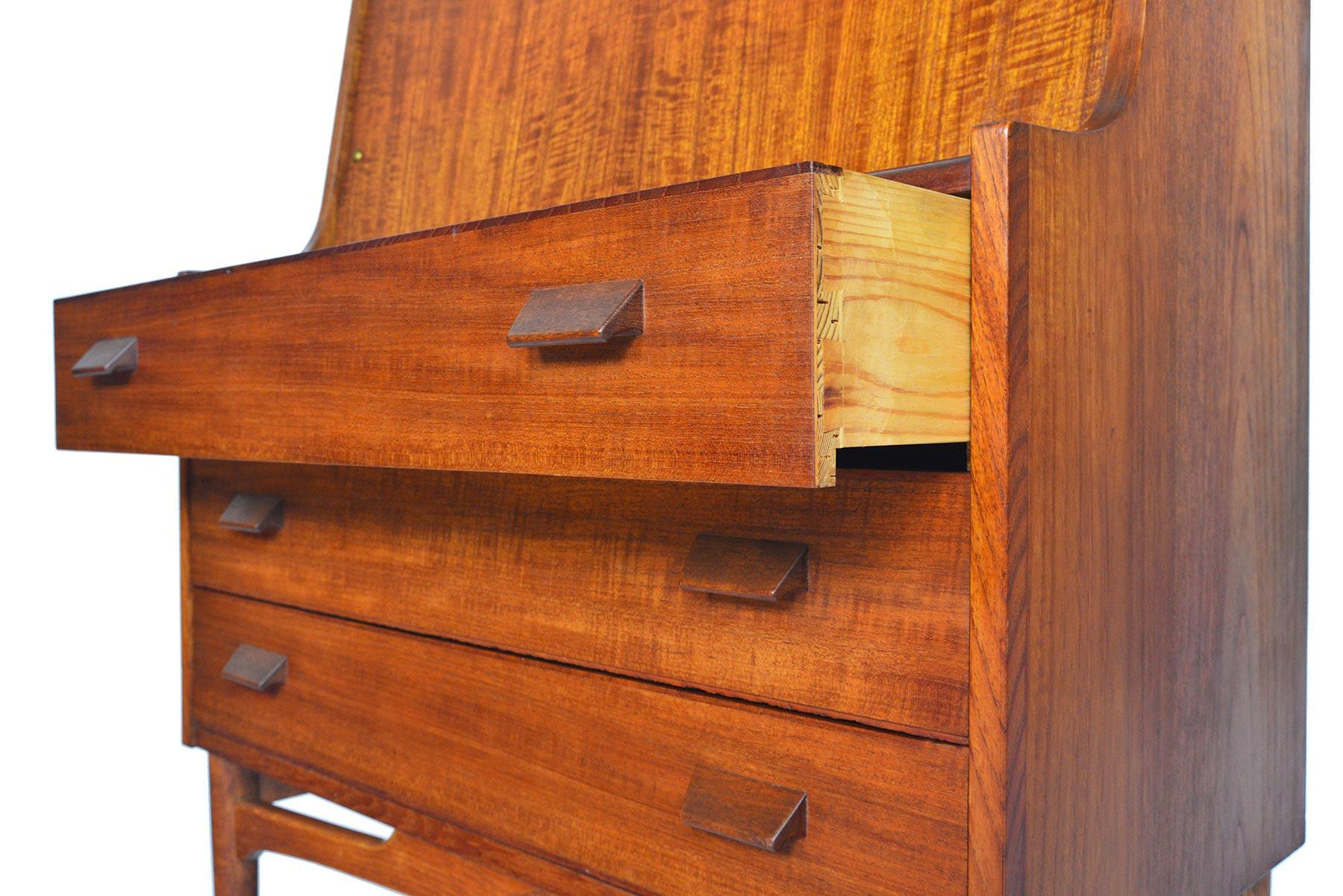 Danish Modern Teak and Oak Drop Front Secretary Desk 1