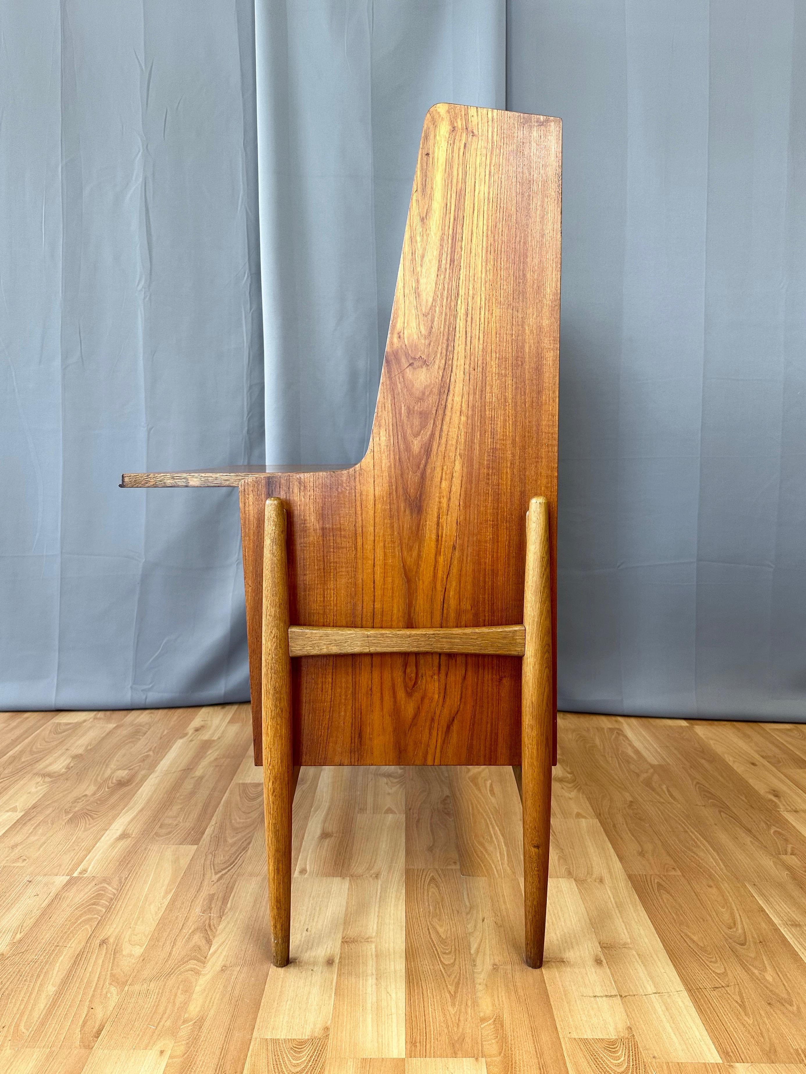 Danish Modern Teak and Oak Drop-Front Secretary Desk or Vanity, 1951 2