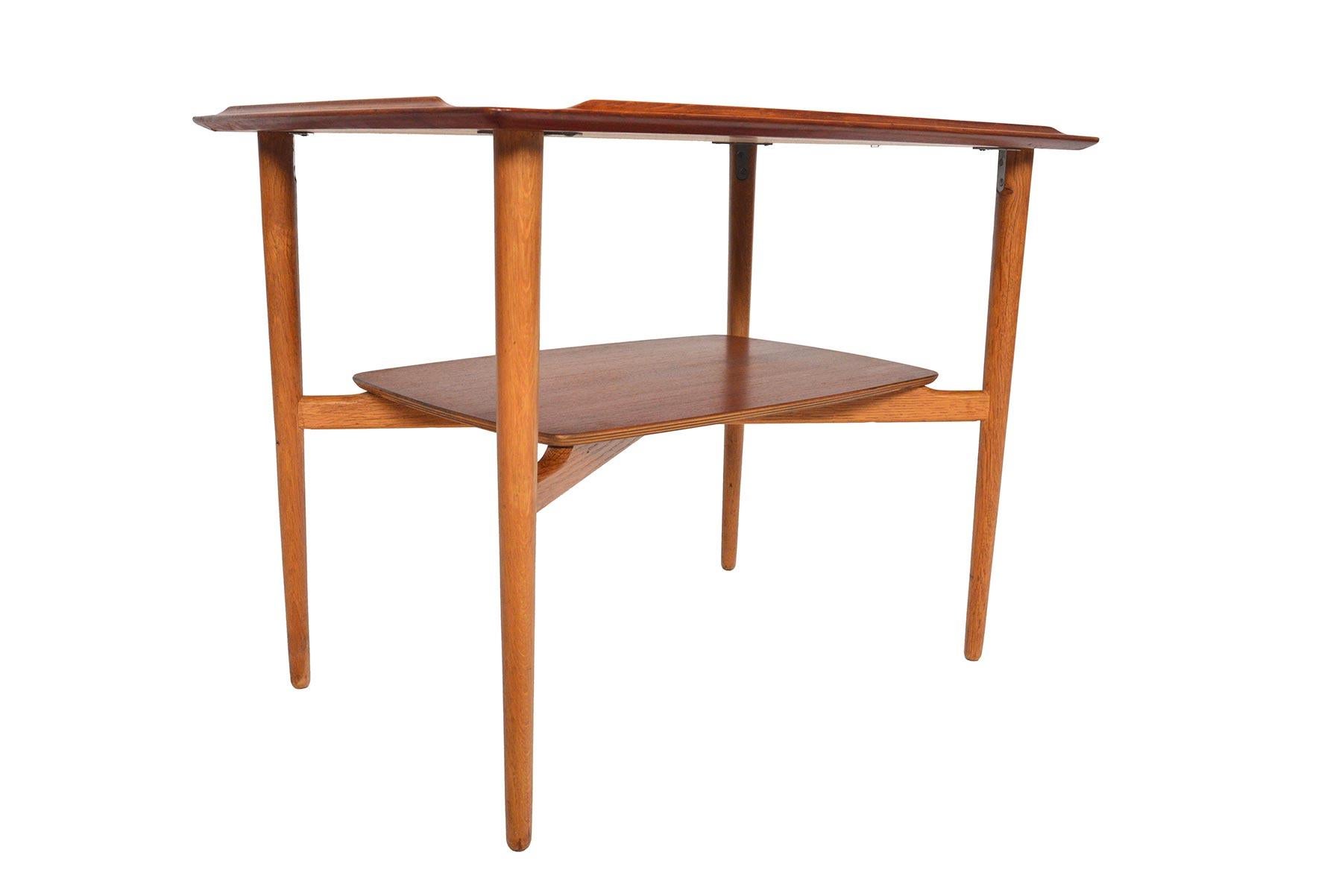 Scandinavian Modern Danish Modern Teak and Oak Side Table by Torben Strandgaard