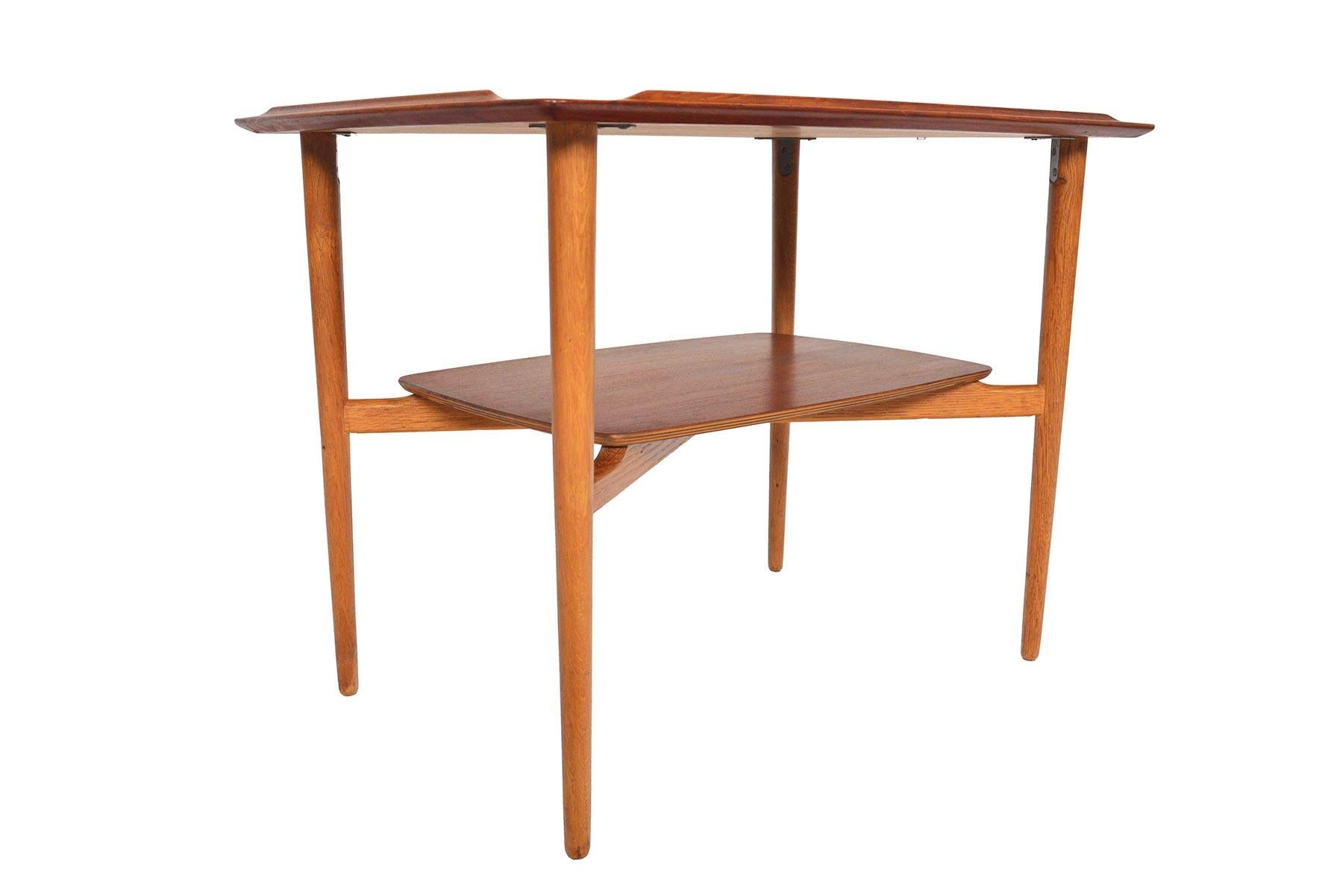 Danish Modern Teak and Oak Side Table by Torben Strandgaard 1