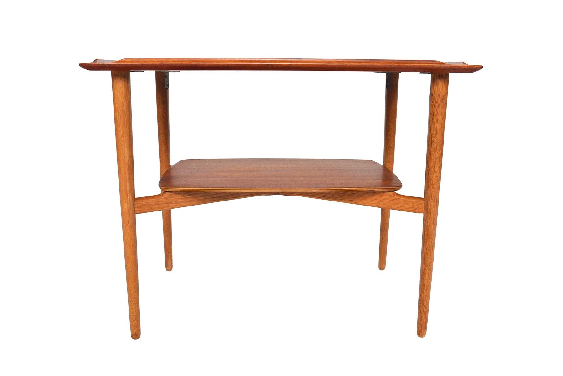 Danish Modern Teak and Oak Side Table by Torben Strandgaard 2