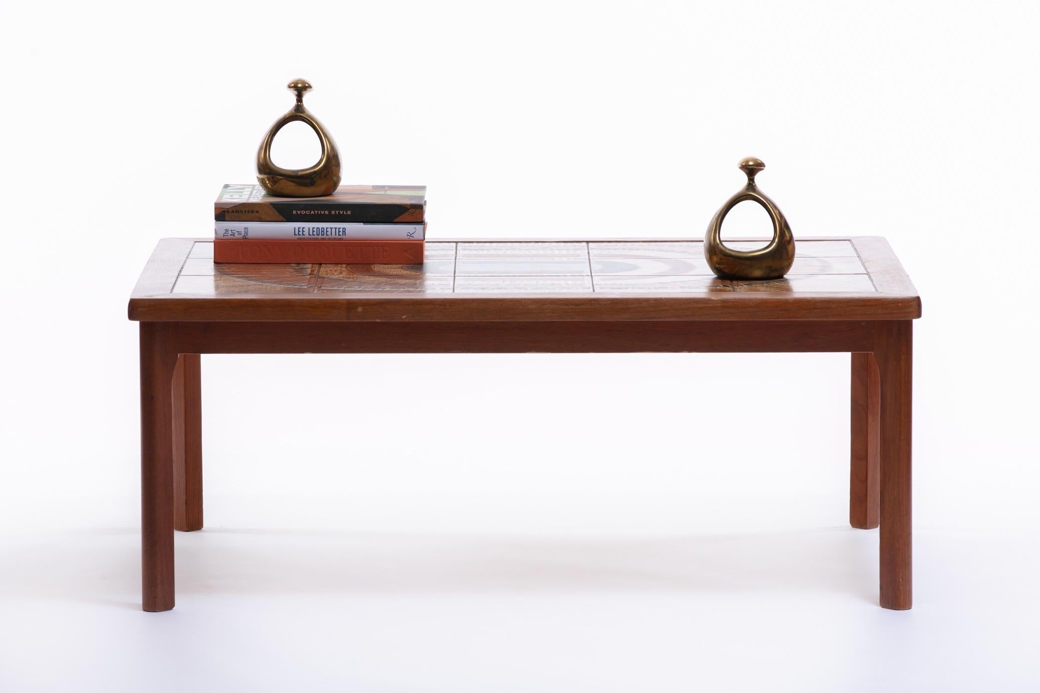 Mid-20th Century Danish Modern Teak and Painted Ceramic Tile Coffee Table by Toften Mobelfabrik