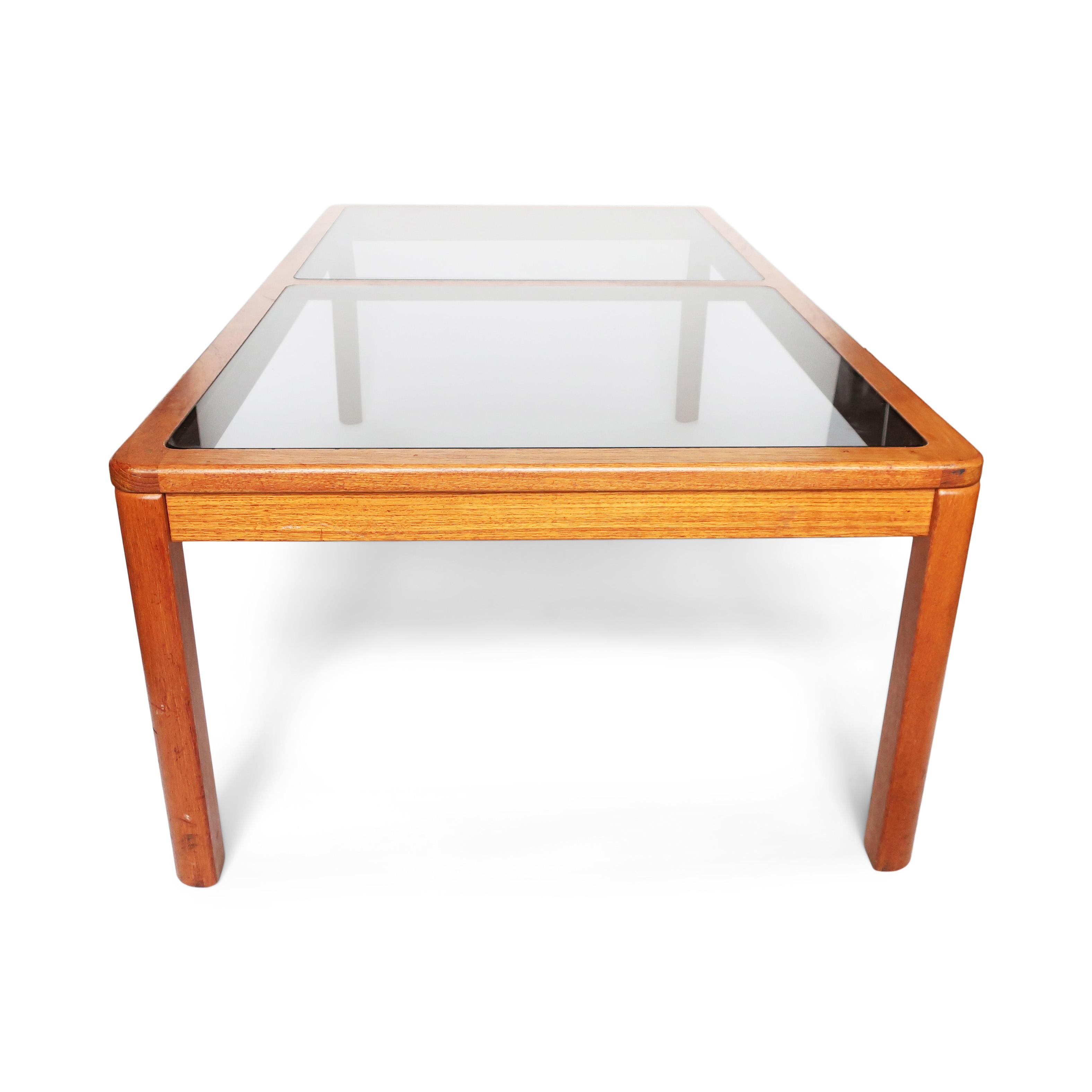teak and glass coffee table