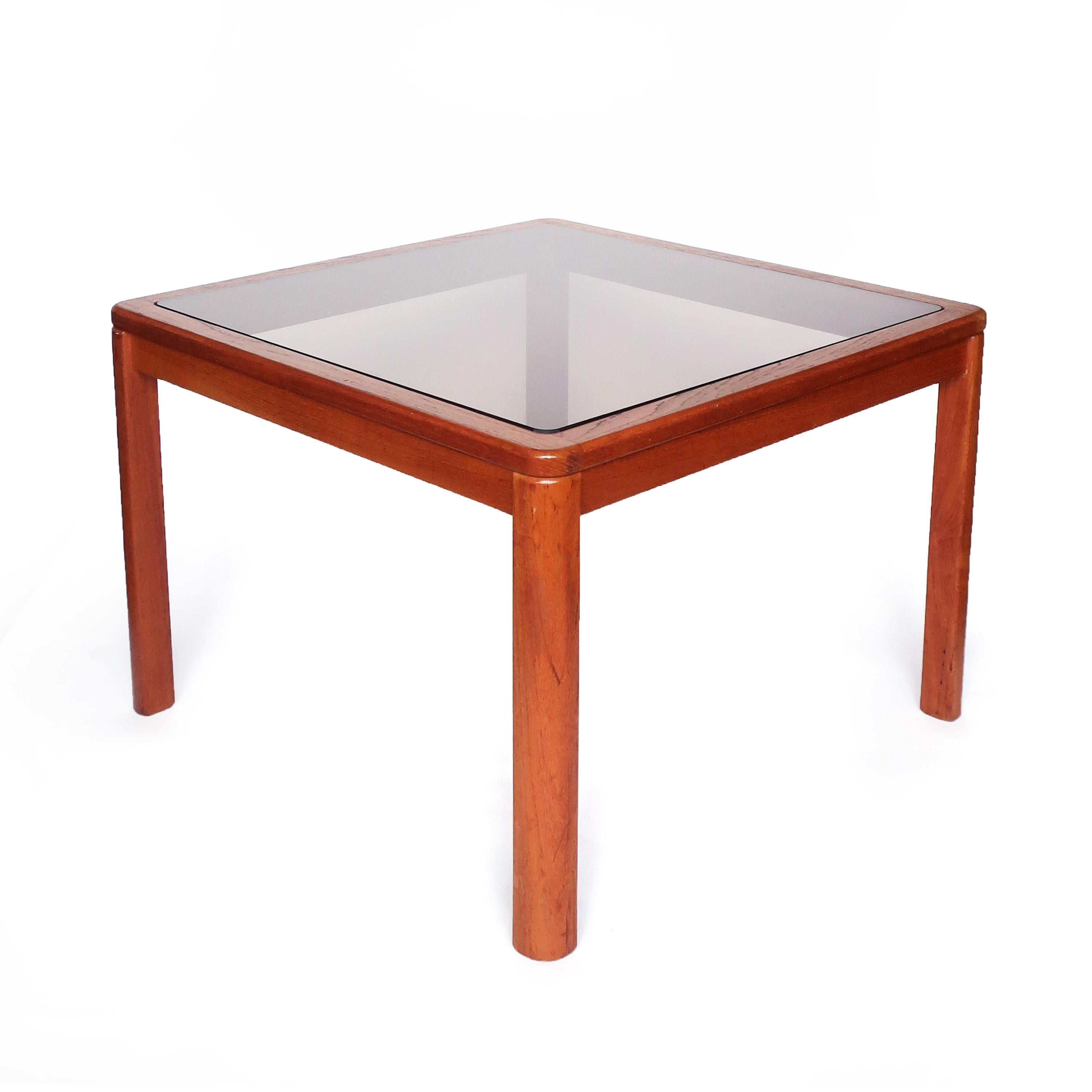 Danish Modern Teak and Smoked Glass Side Table by Uldum Mobelfabrik For  Sale at 1stDibs