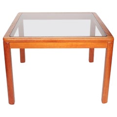 Danish Modern Teak and Smoked Glass Side Table by Uldum Mobelfabrik