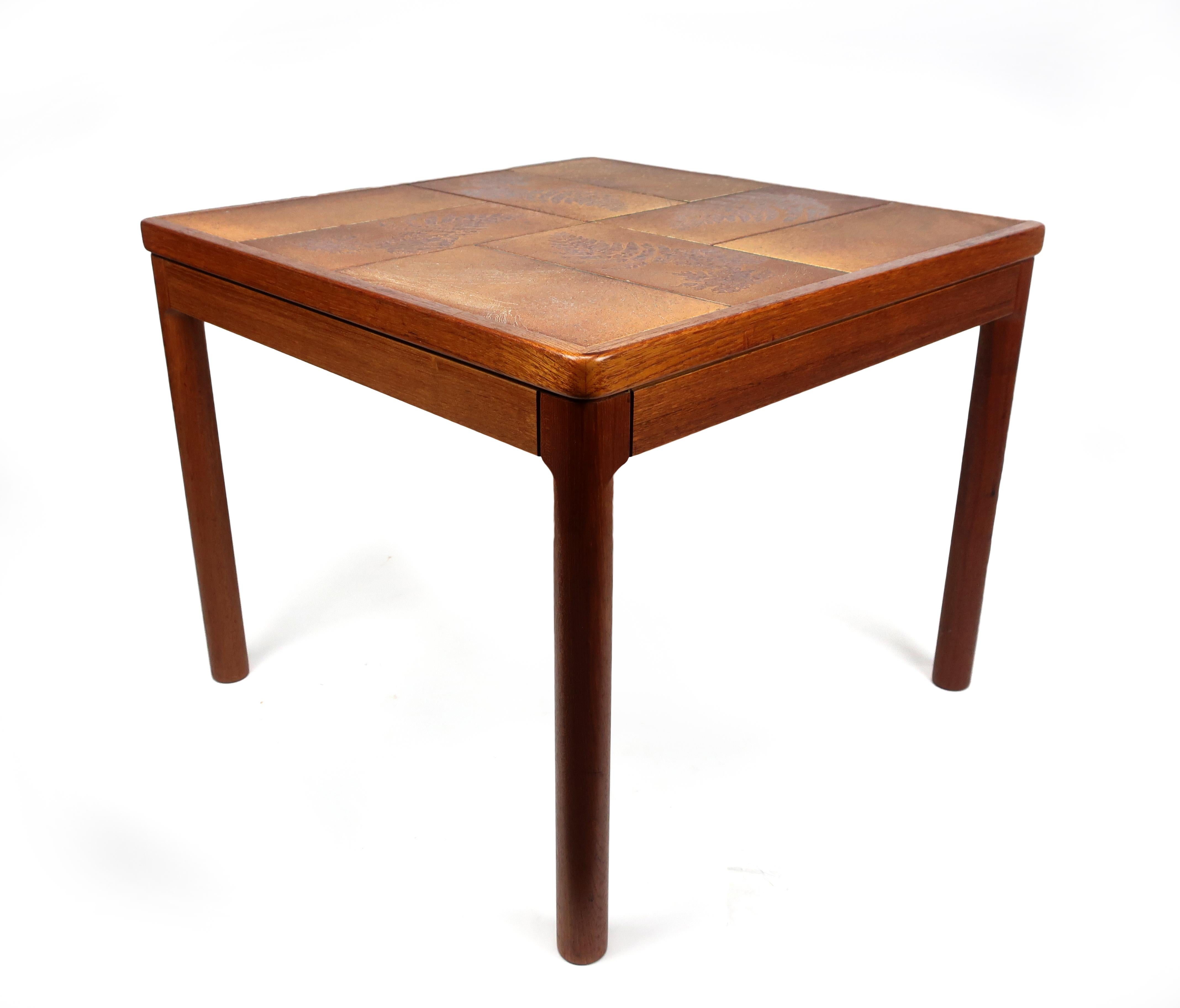 Scandinavian Modern Danish Modern Teak and Tile Side Table by Trioh