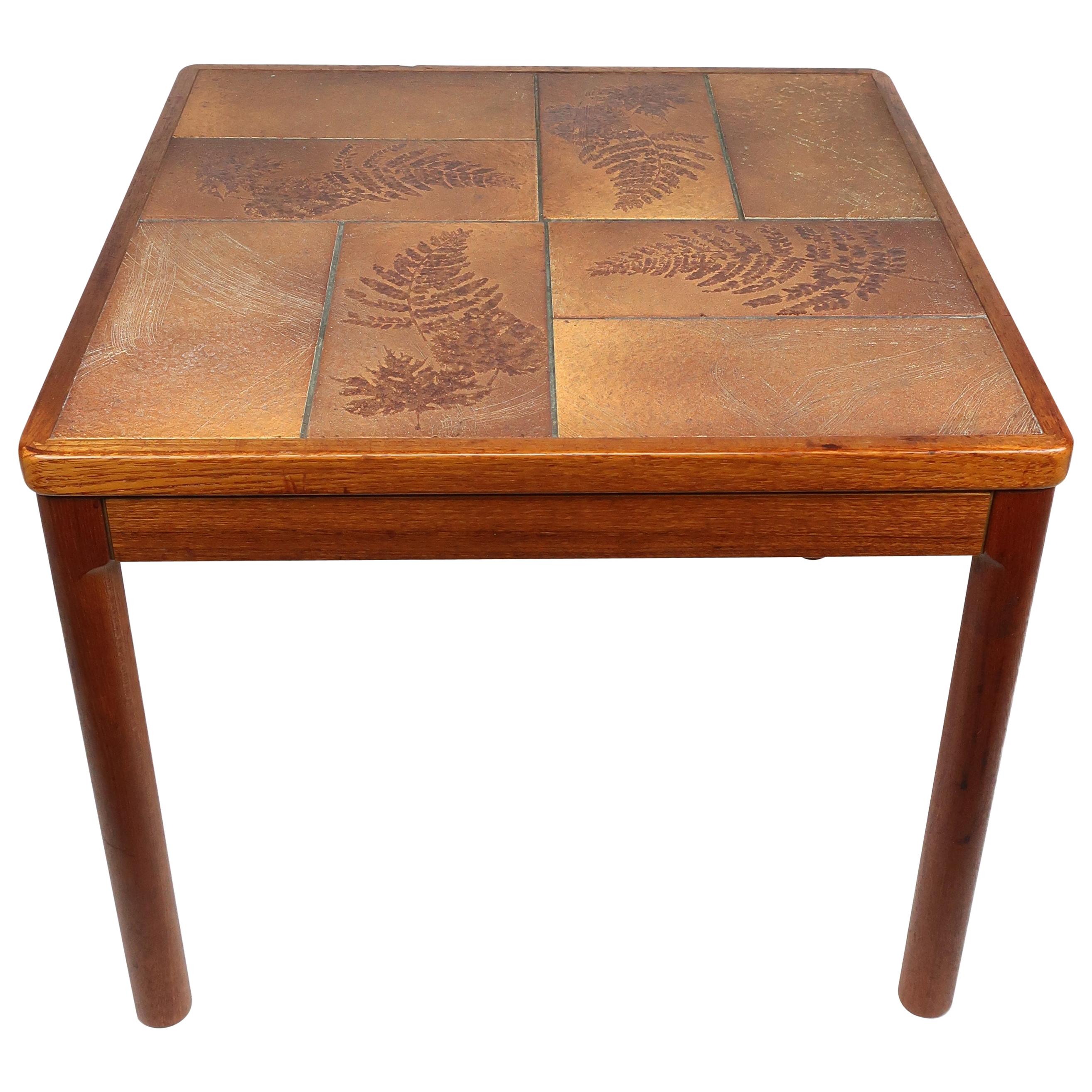 Danish Modern Teak and Tile Side Table by Trioh