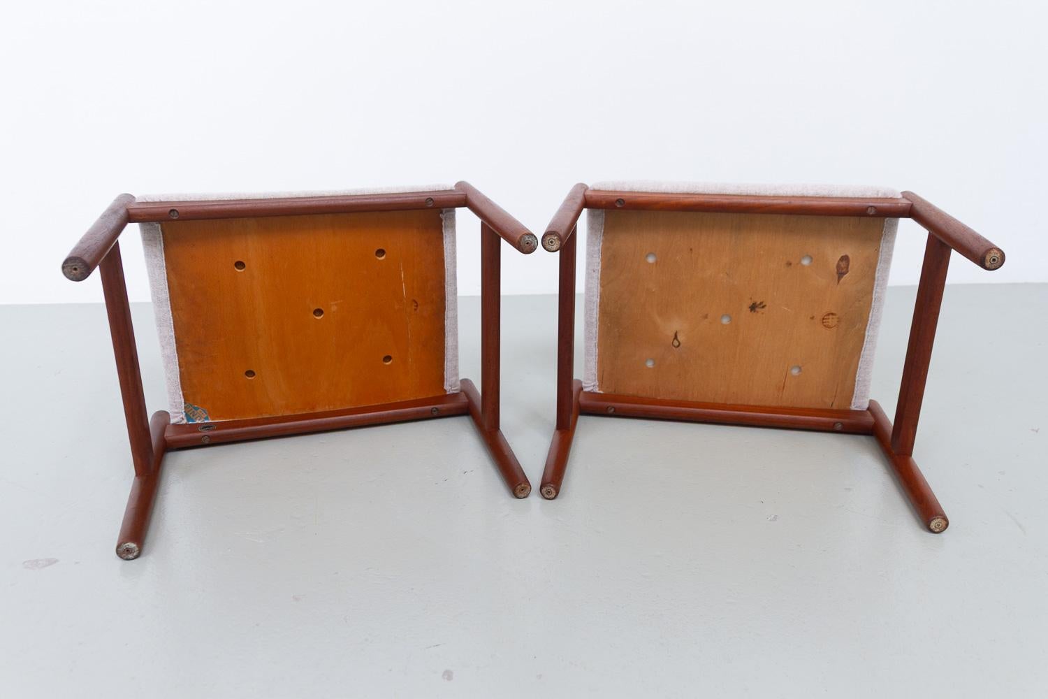 Pouf moderni danesi in teak e lana di Hugo Frandsen, anni '60, set di 2 in vendita 2