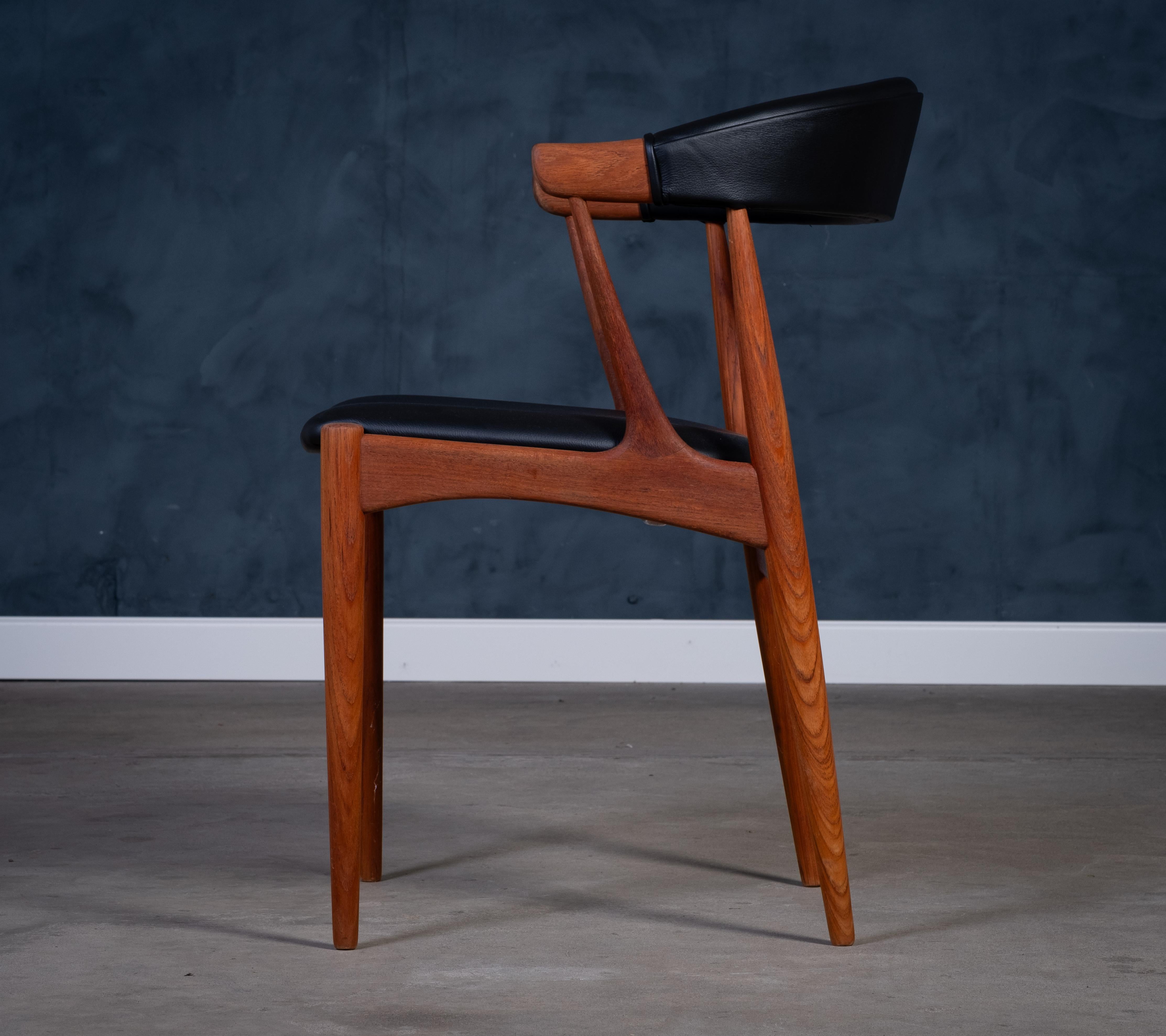 Sillón moderno danés de teca Modelo BA113 de Johannes Andersen, años 60 Cuero en venta