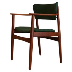 Used Danish Modern Teak Armchair with Green Wool, 1960s.