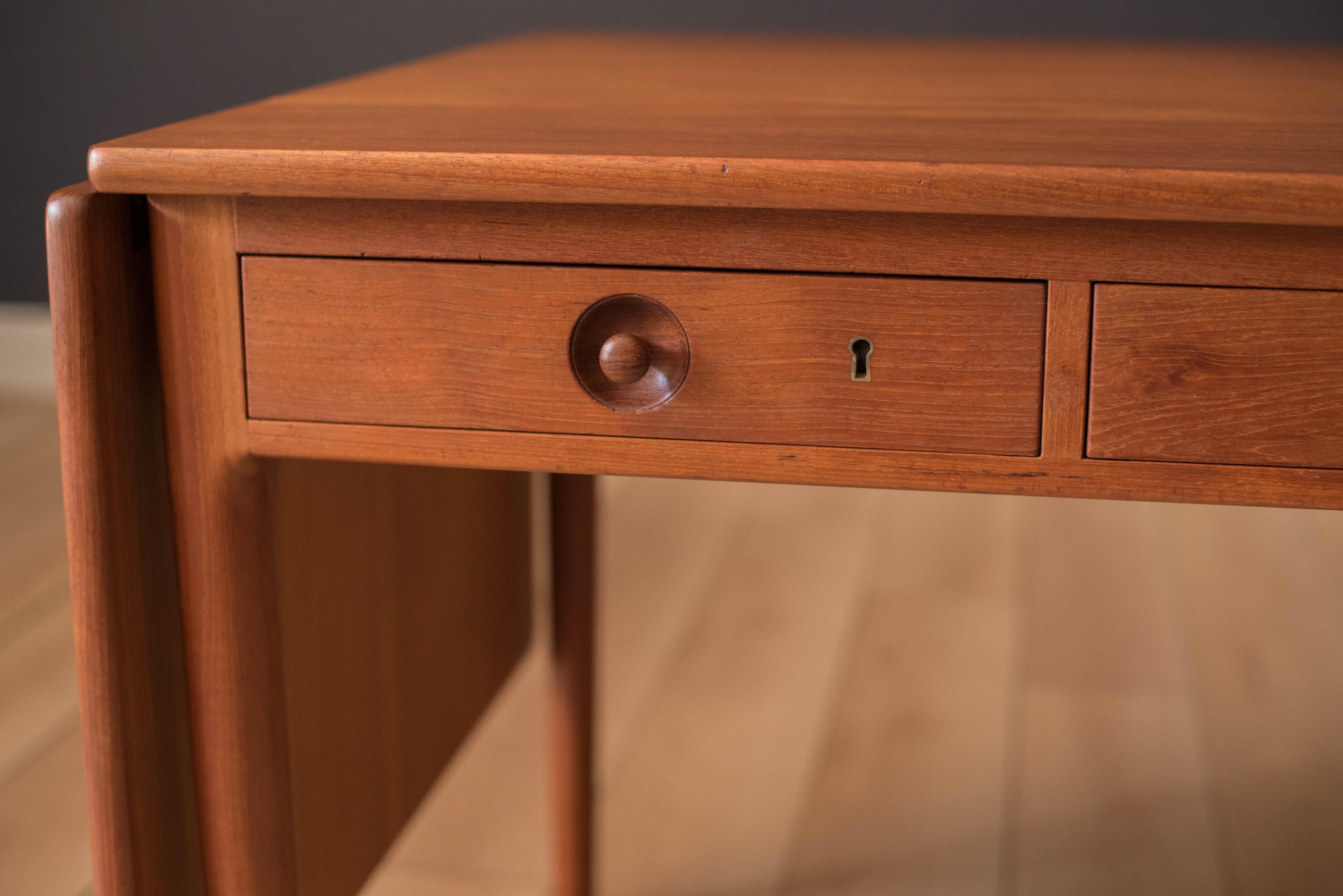 Mid-20th Century Danish Modern Teak AT-305 Hans J. Wegner Drop Leaf Writing Desk for Andreas Tuck