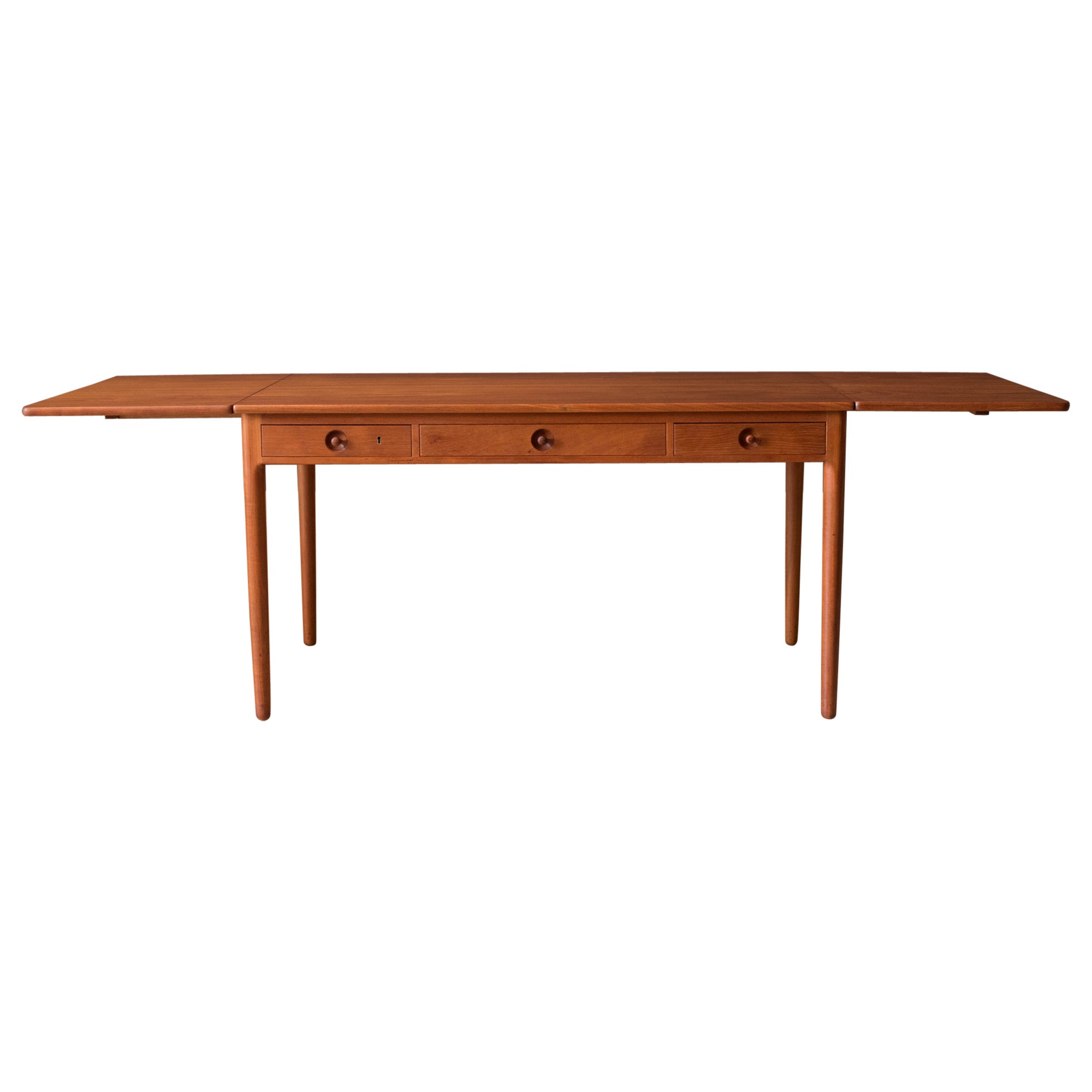 Danish Modern Teak AT-305 Hans J. Wegner Drop Leaf Writing Desk for Andreas Tuck
