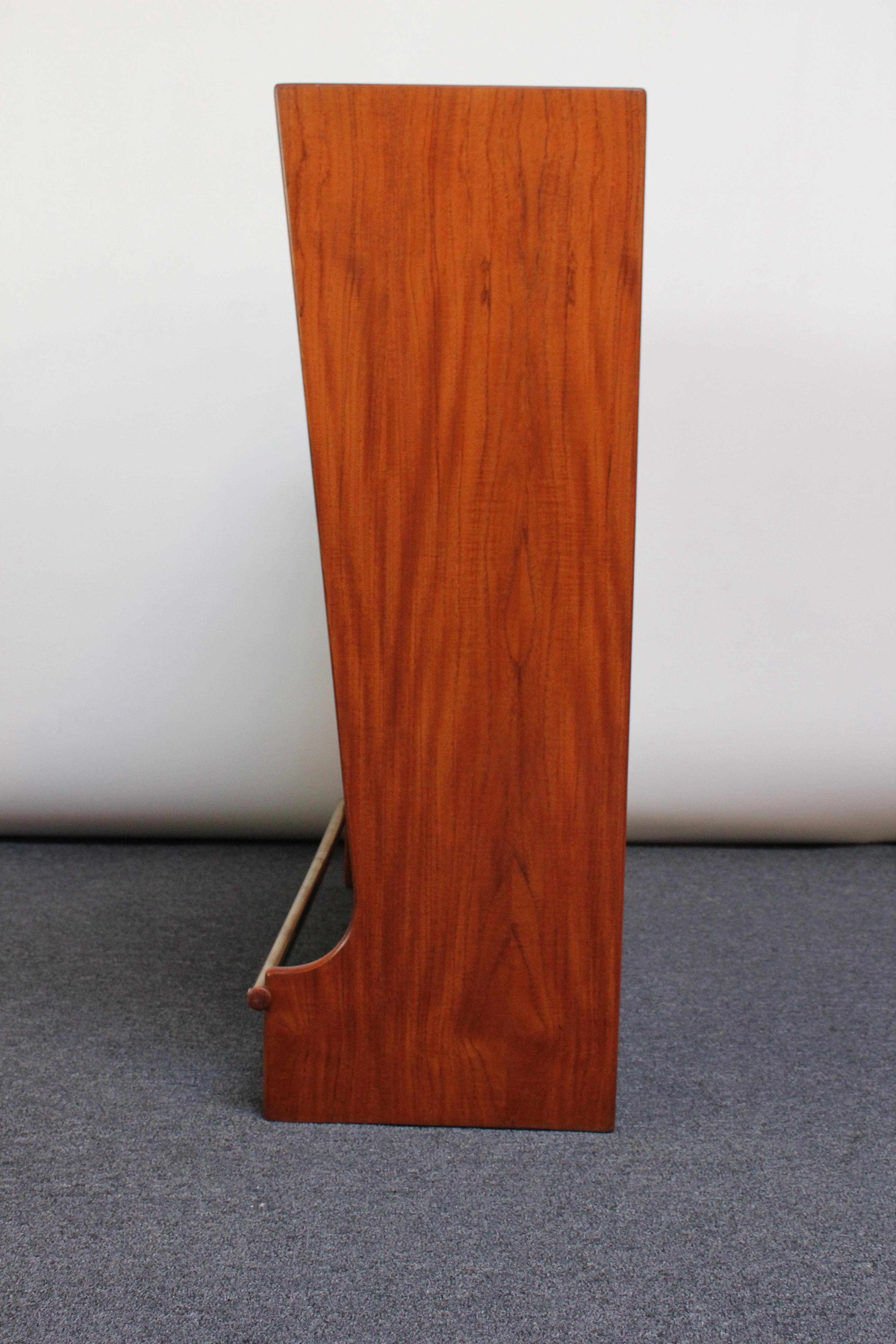 Danish Modern Teak Bar Cabinet and Four Leather Stools by Johannes Andersen In Good Condition In Brooklyn, NY