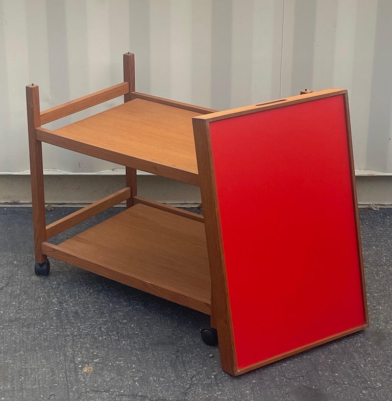 Danish Modern Teak Bar Cart / Serving Trolley with Reversible and