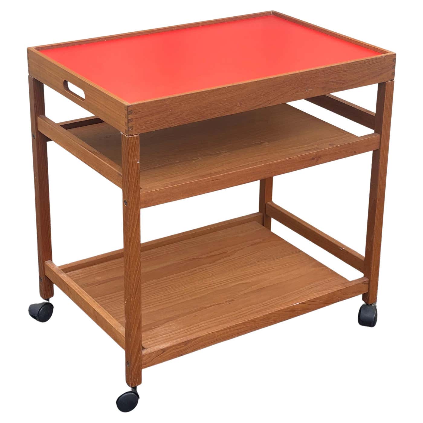 Danish Modern Teak Bar Cart / Serving Trolley with Reversible and ...