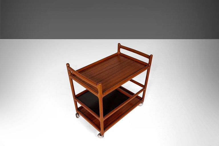 Danish Modern Teak Bar Cart / Teak Trolley by Johannes Andersen for