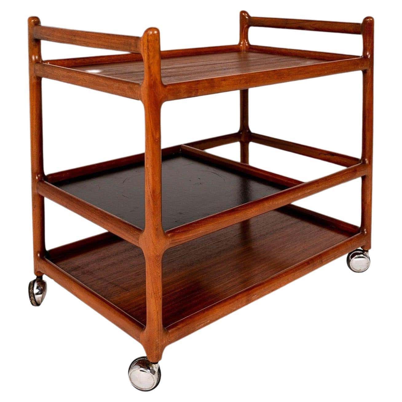 Danish Modern Teak Bar Cart / Teak Trolley by Johannes Andersen for ...