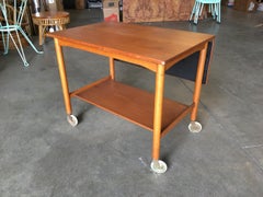 Danish Modern Teak Bar Cart with Convertible Folding Table top