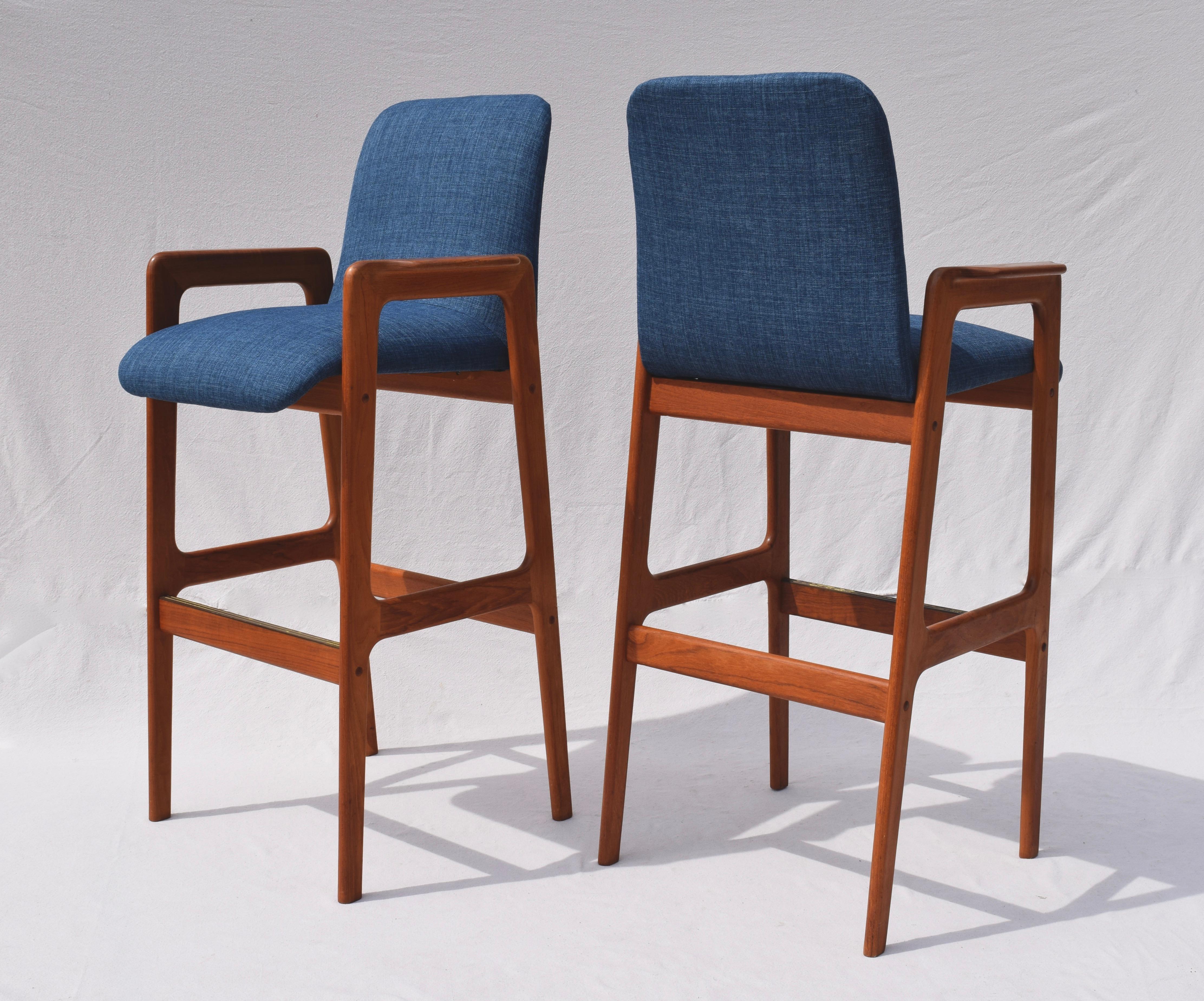 Mid-Century Modern Danish Modern Teak Bar Stool Chairs