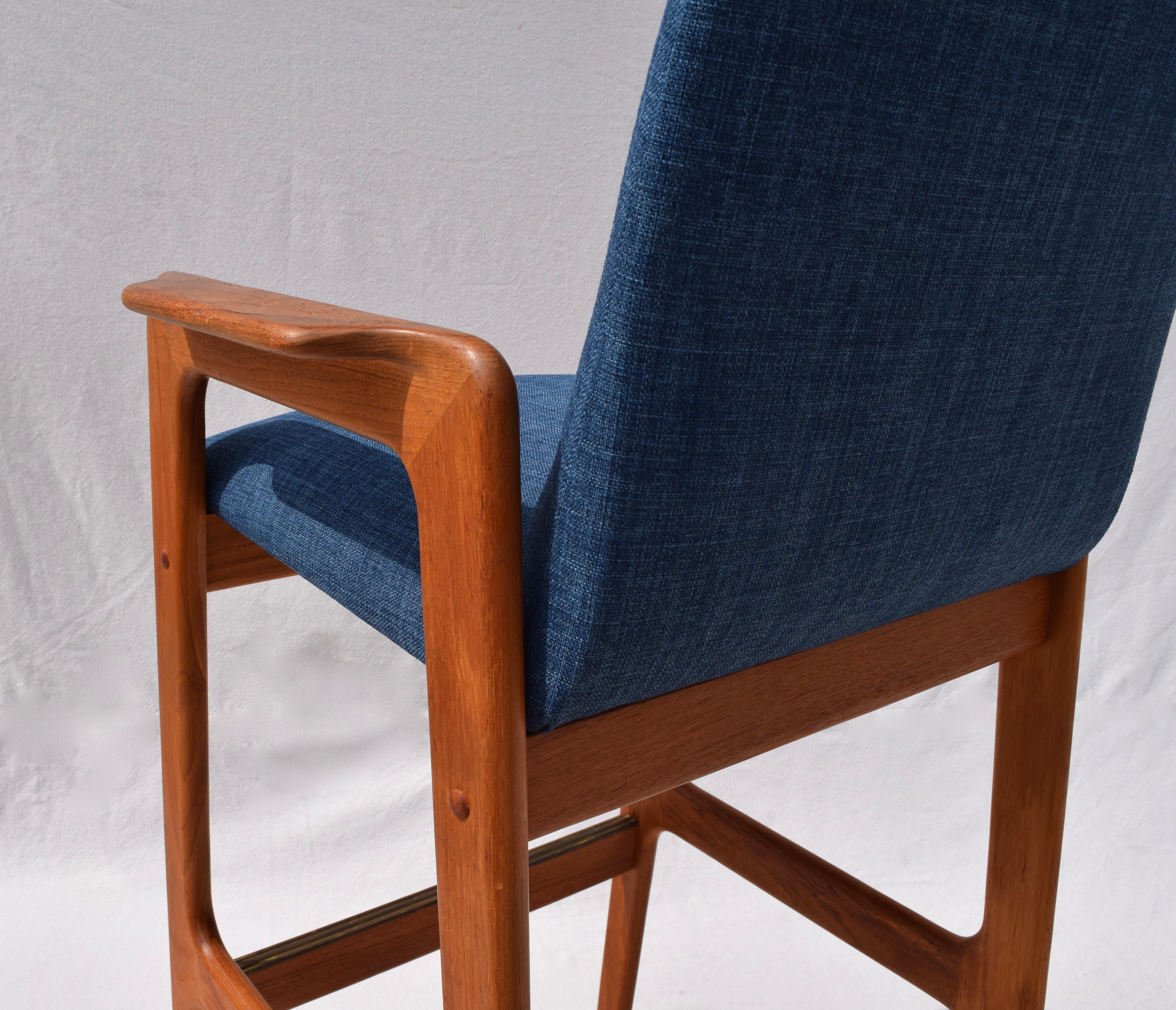 Danish Modern Teak Bar Stool Chairs 2