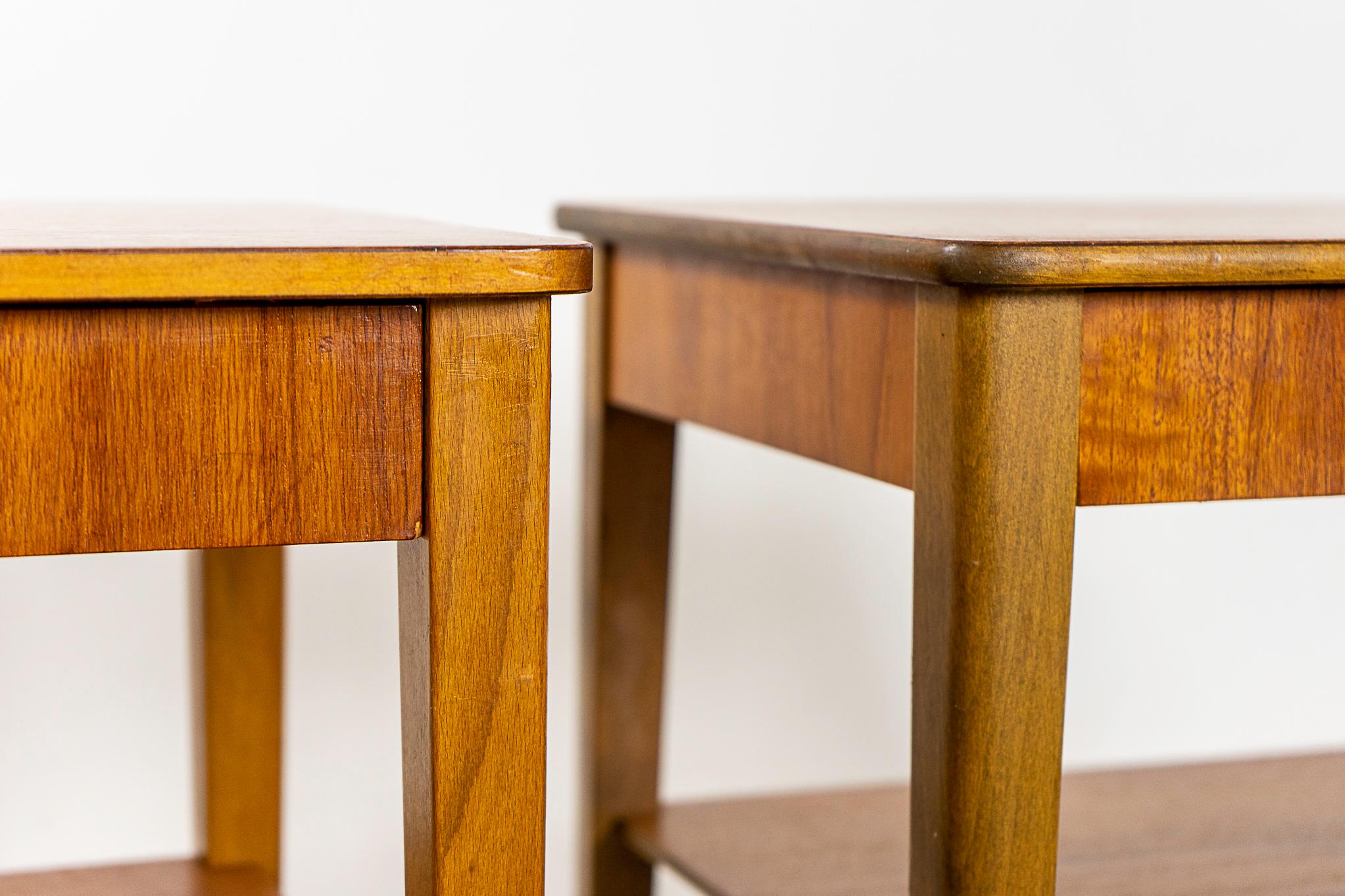 Scandinavian Modern Danish Modern Teak & Beech Bedside Pair  For Sale