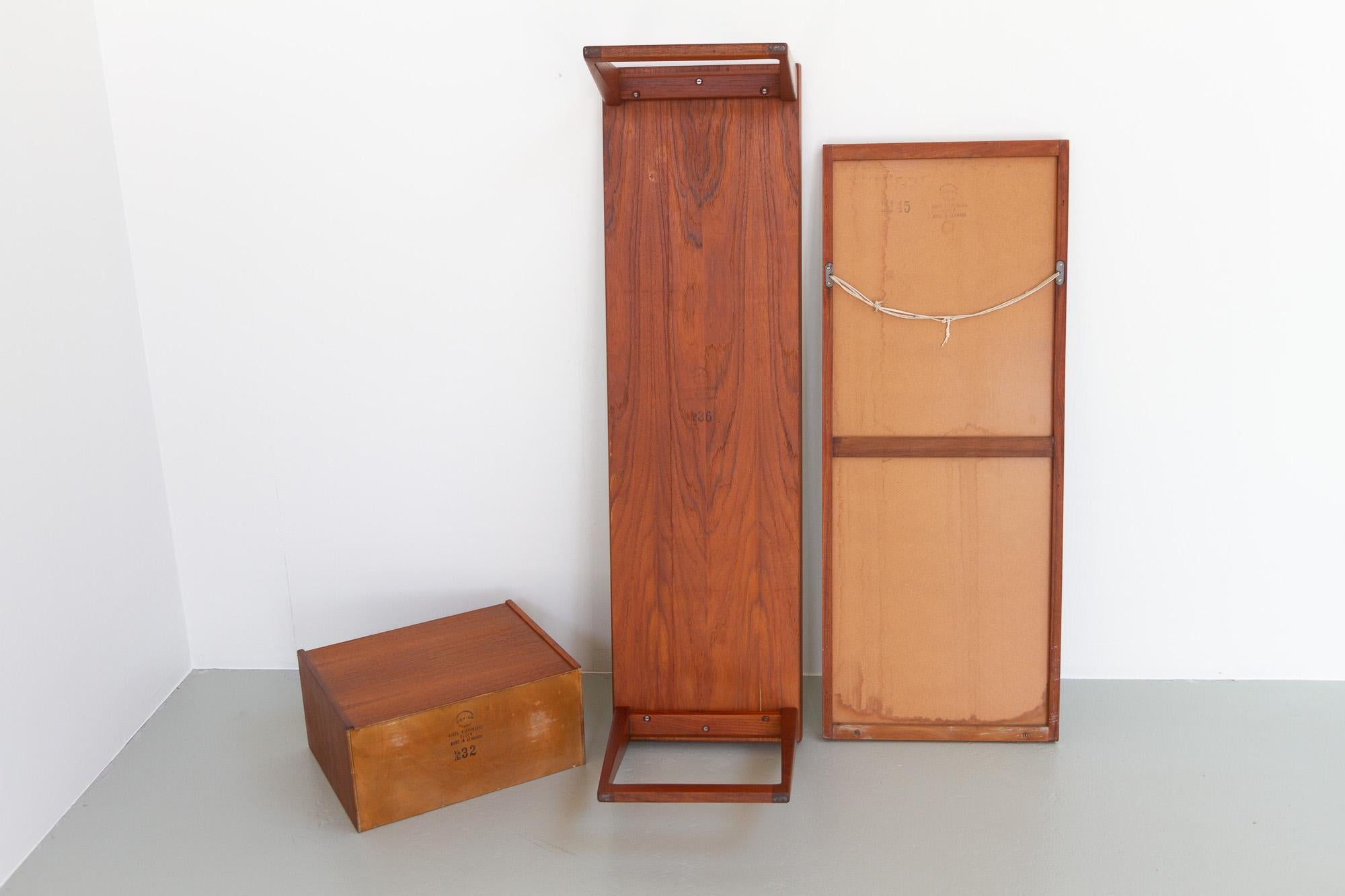 Banc, miroir et tiroirs danois modernes en teck de Kai Kristiansen des années 1960 en vente 9