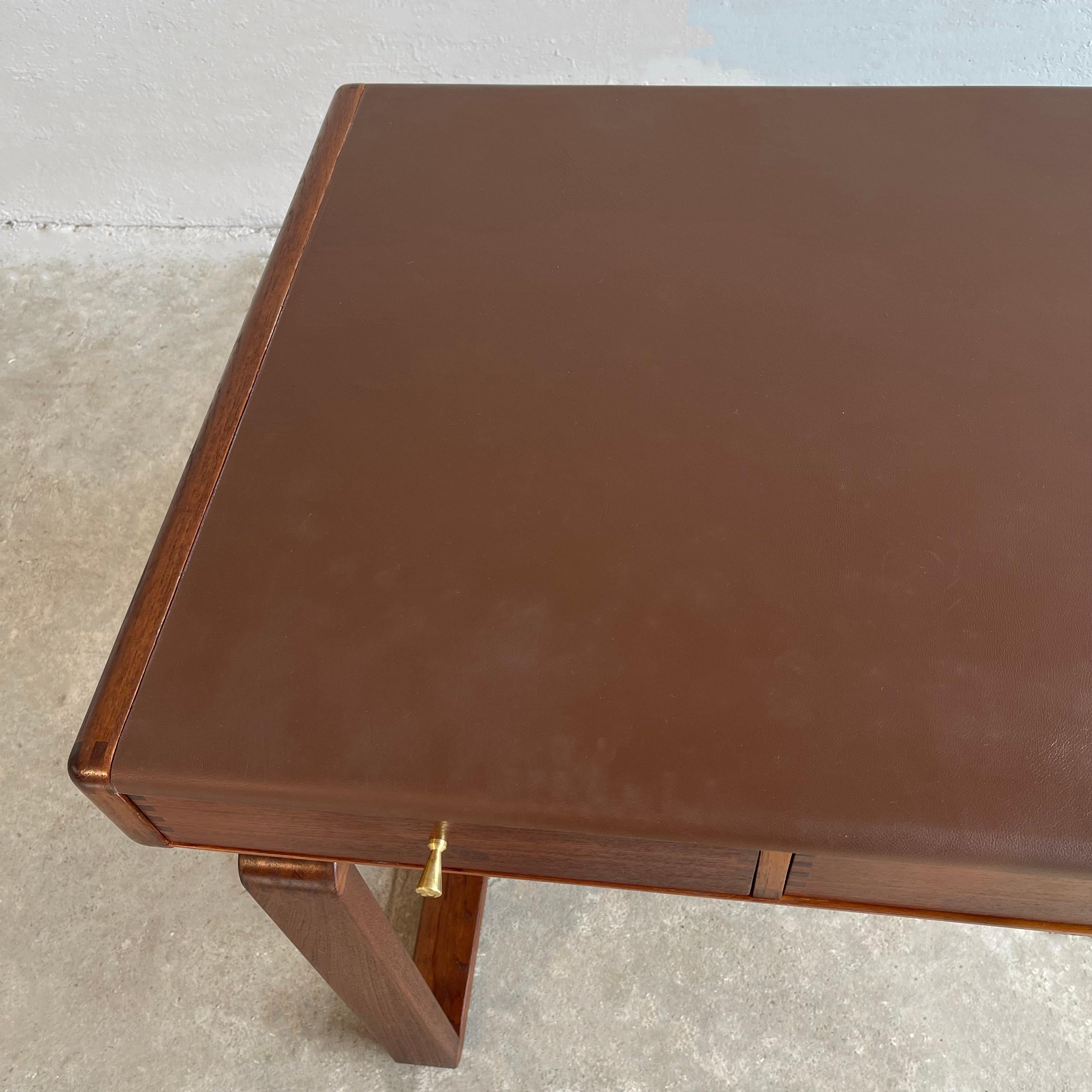 Danish Modern Teak Bentwood Leather Top Desk 8