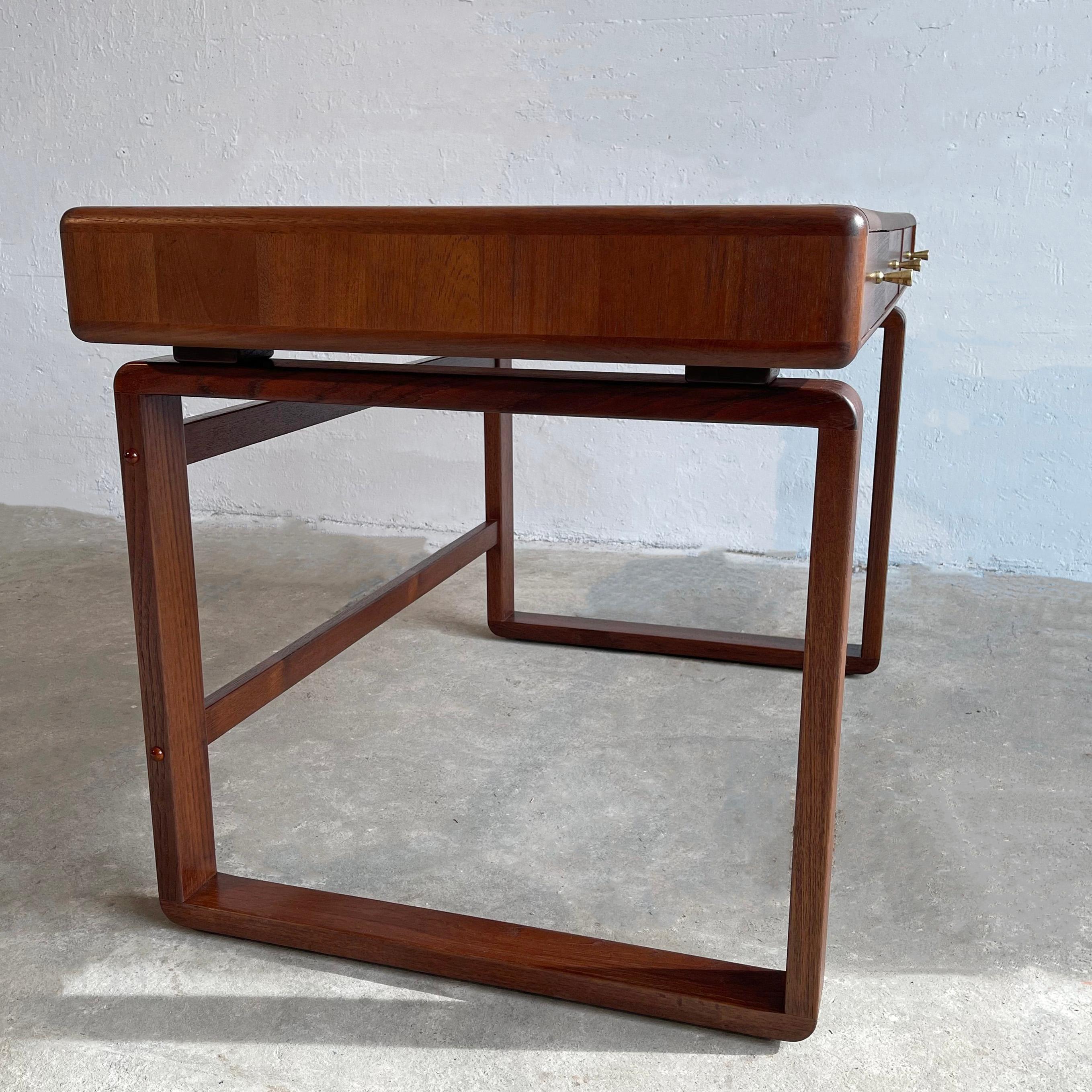 Danish Modern Teak Bentwood Leather Top Desk 1