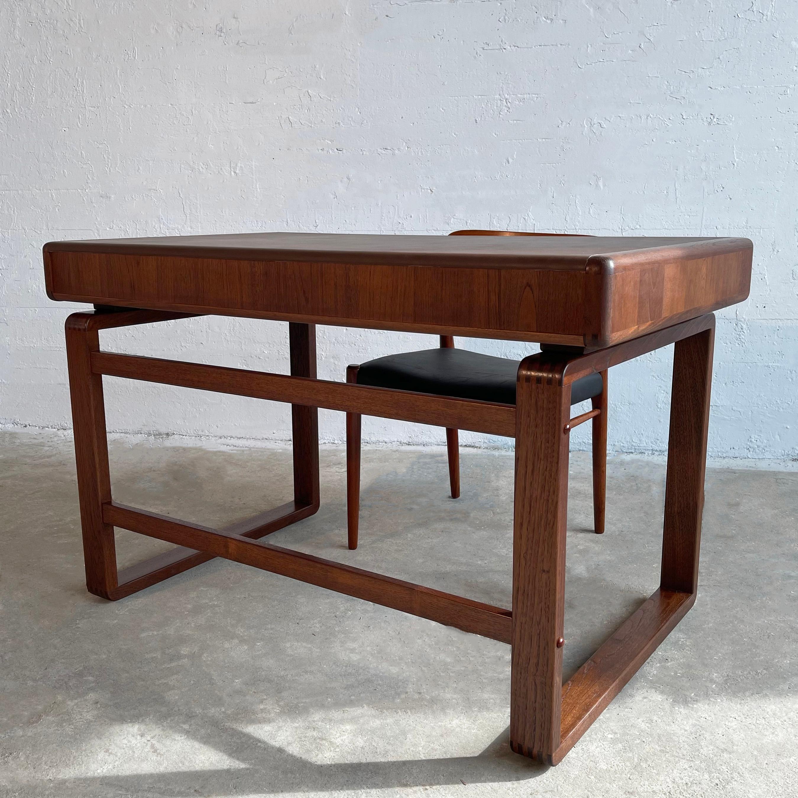 Danish Modern Teak Bentwood Leather Top Desk 2