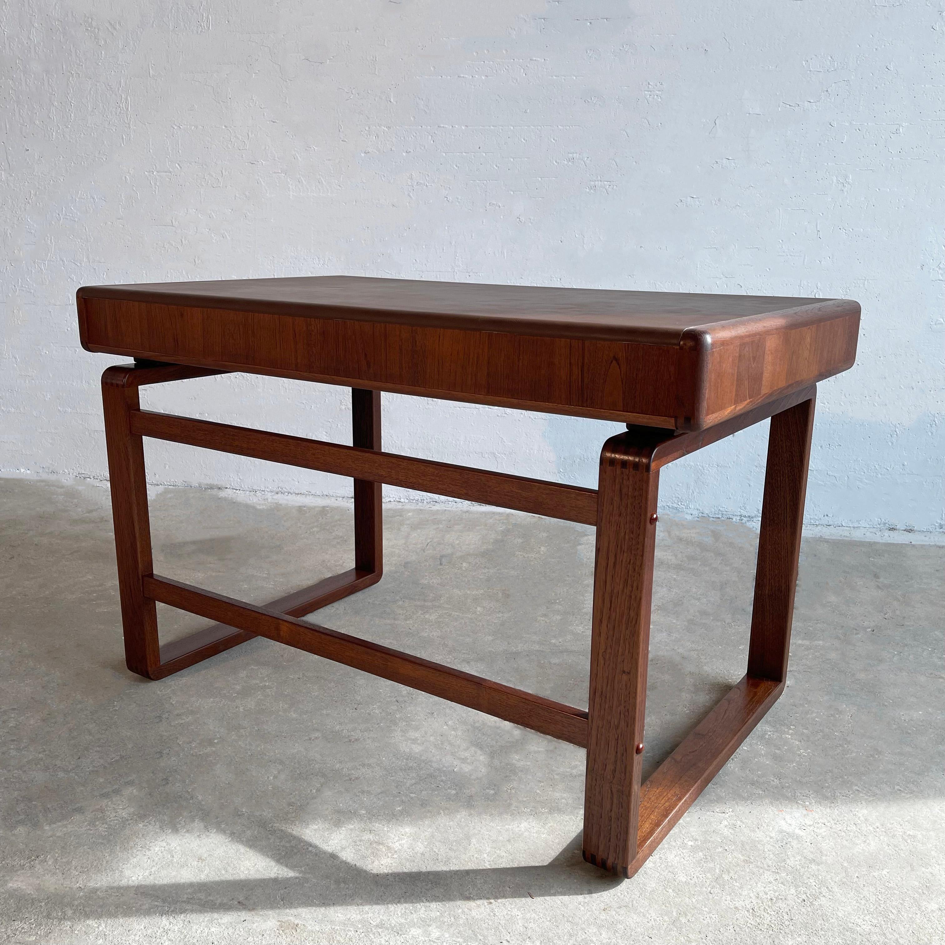 Danish Modern Teak Bentwood Leather Top Desk 3